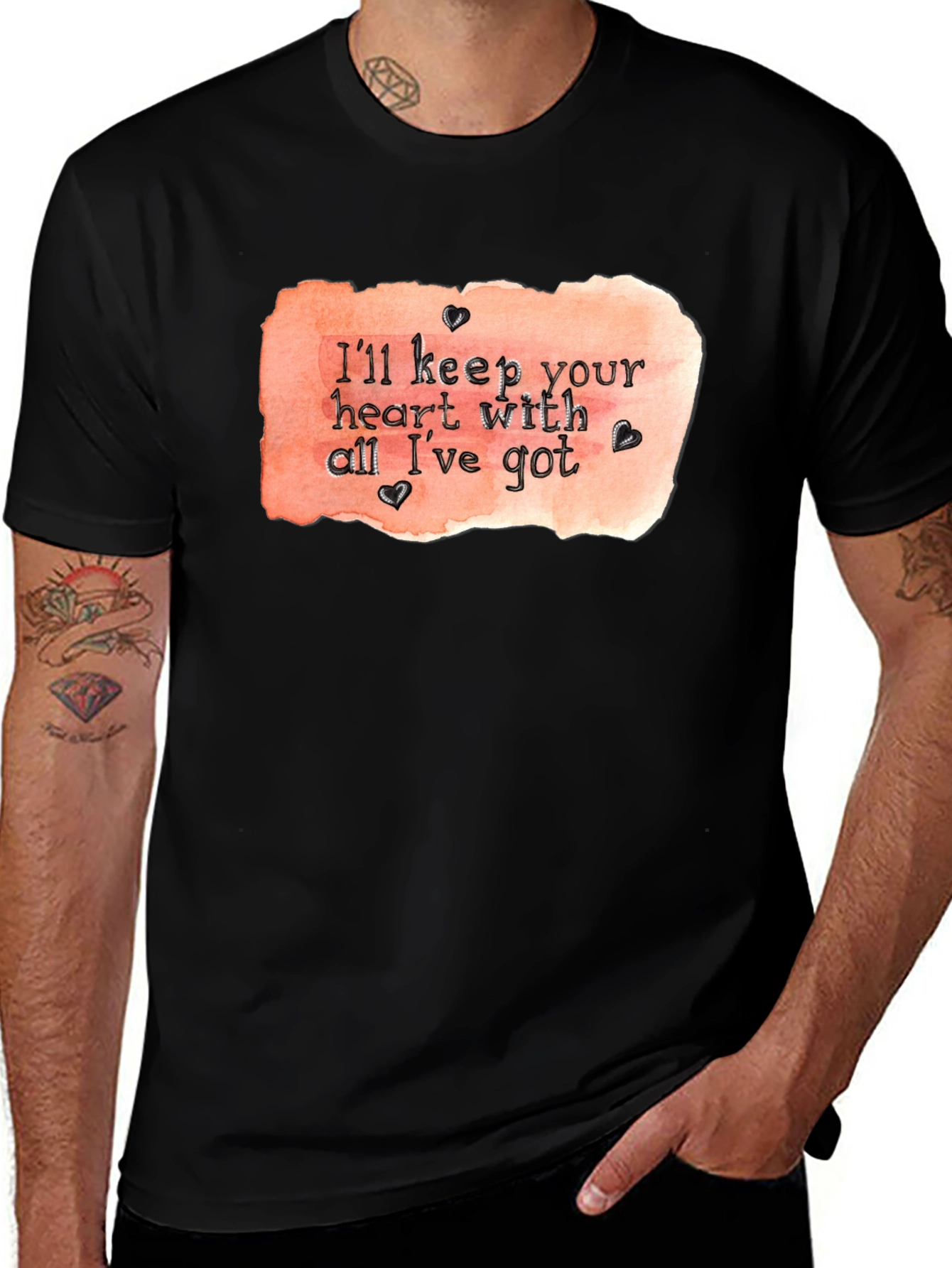 Heart With All Ive Got Black T-Shirt