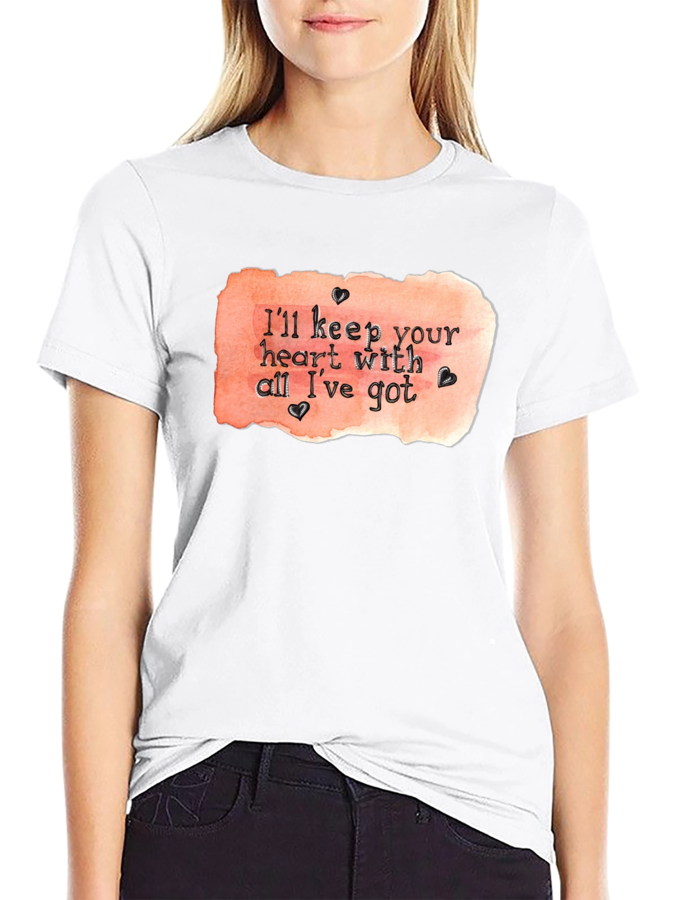 Heart With All Ive Got Black T-Shirt