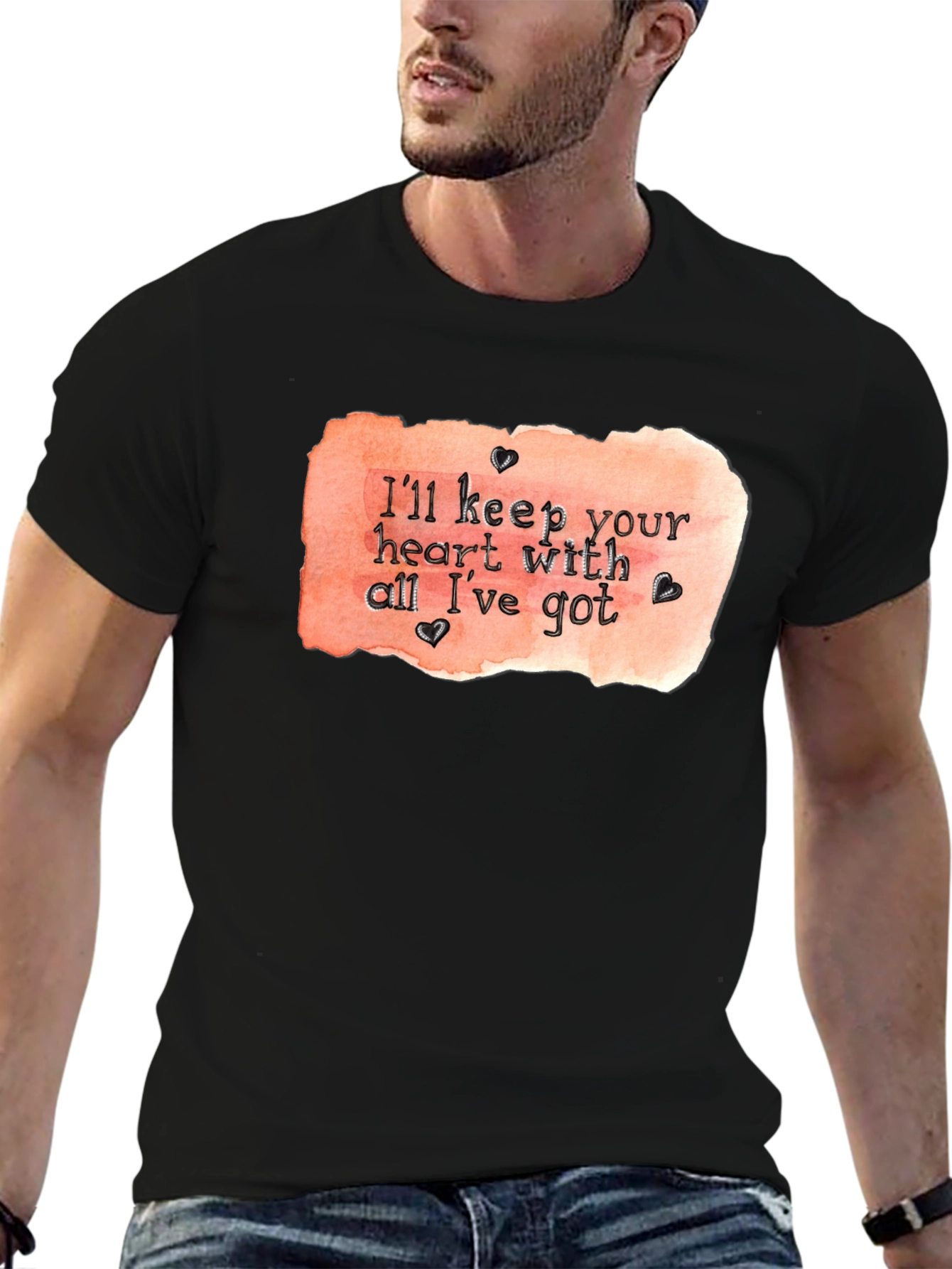 Heart With All Ive Got Black T-Shirt