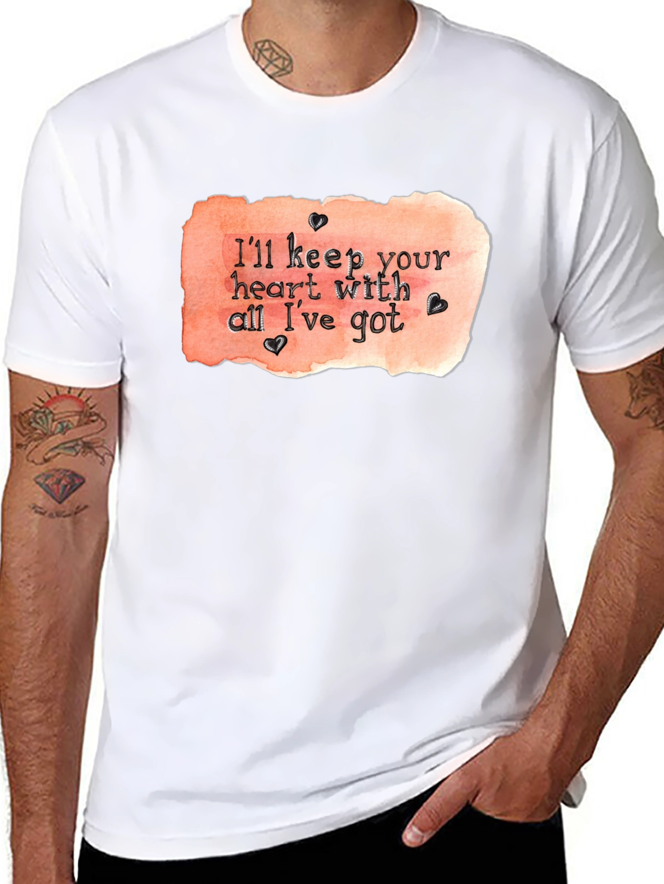 Heart With All Ive Got Black T-Shirt