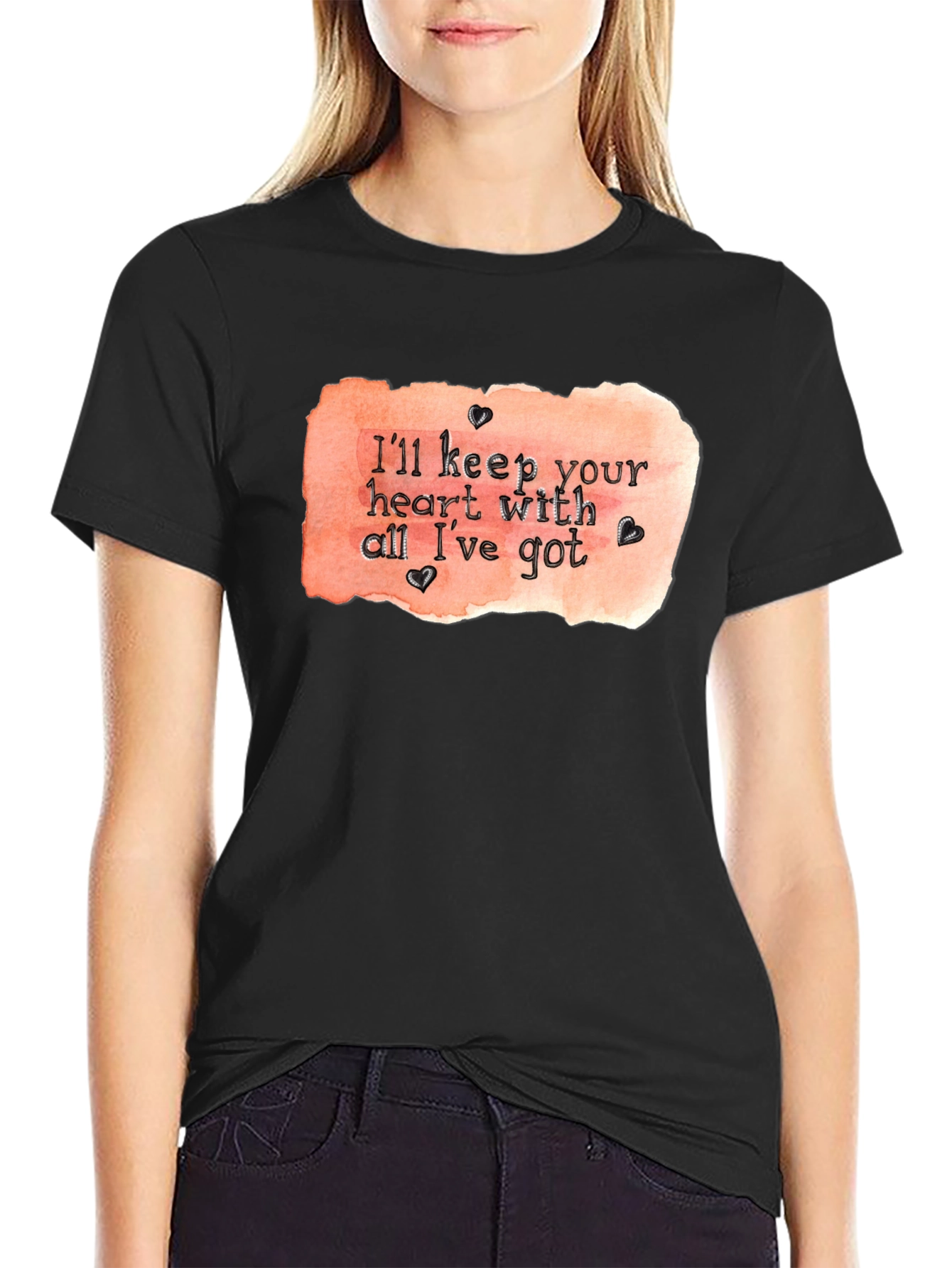 Heart With All Ive Got Black T-Shirt