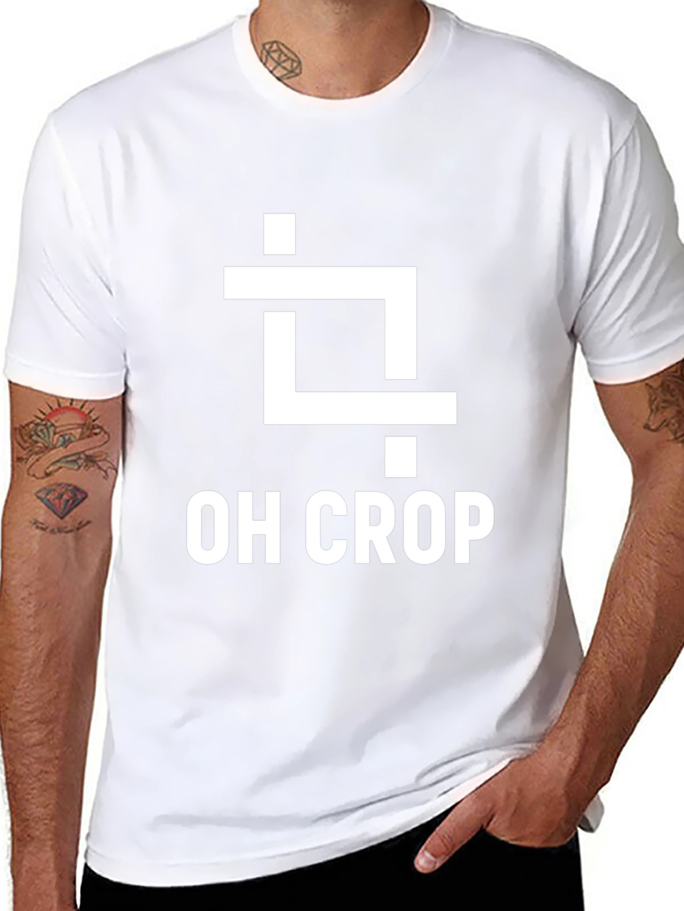 OH CROP Funny T-Shirt - Black Cotton Graphic Tee