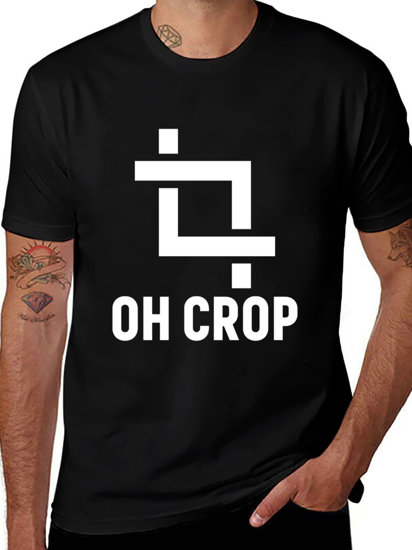 OH CROP Funny T-Shirt - Black Cotton Graphic Tee