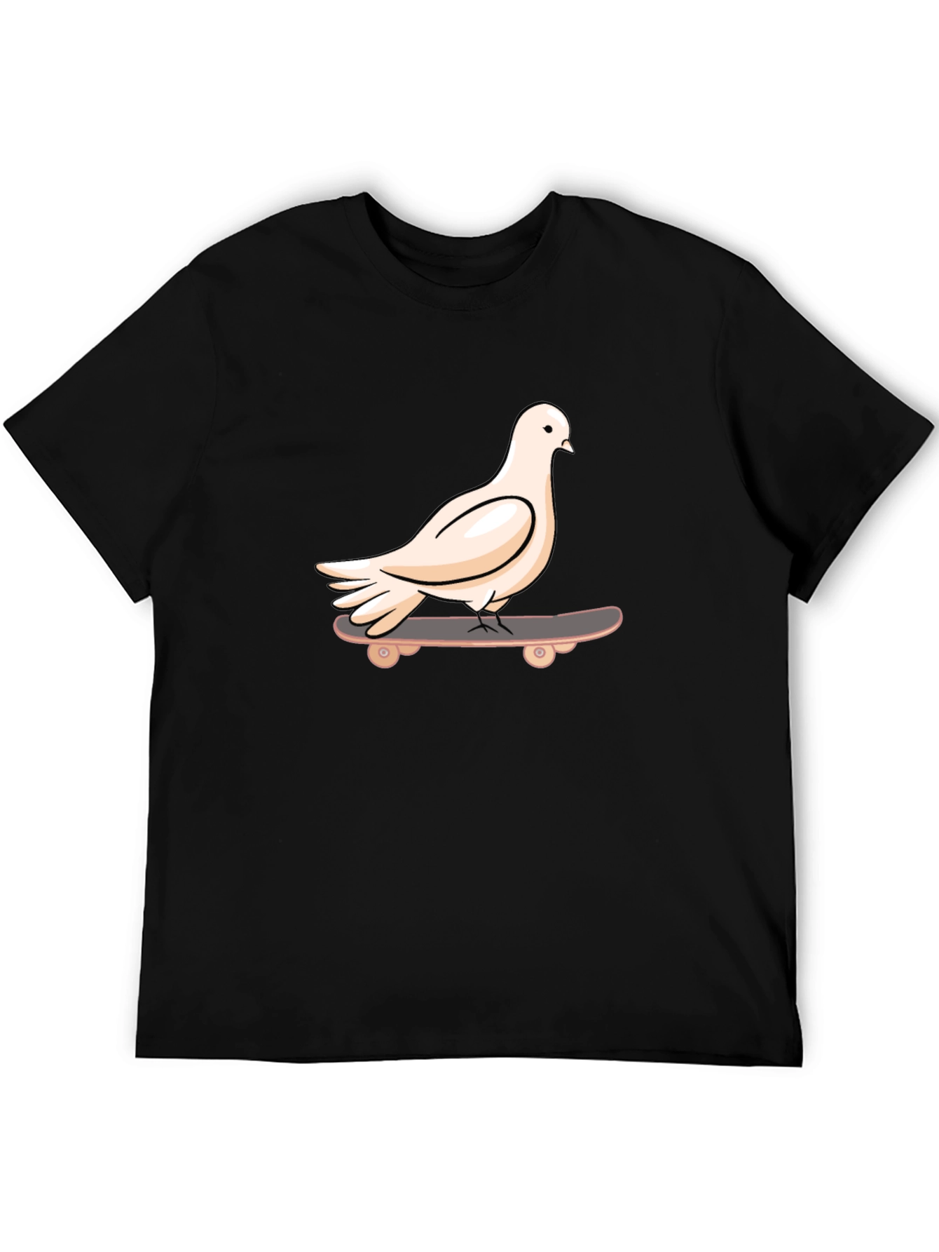 Pigeon Skateboarder Black T-Shirt