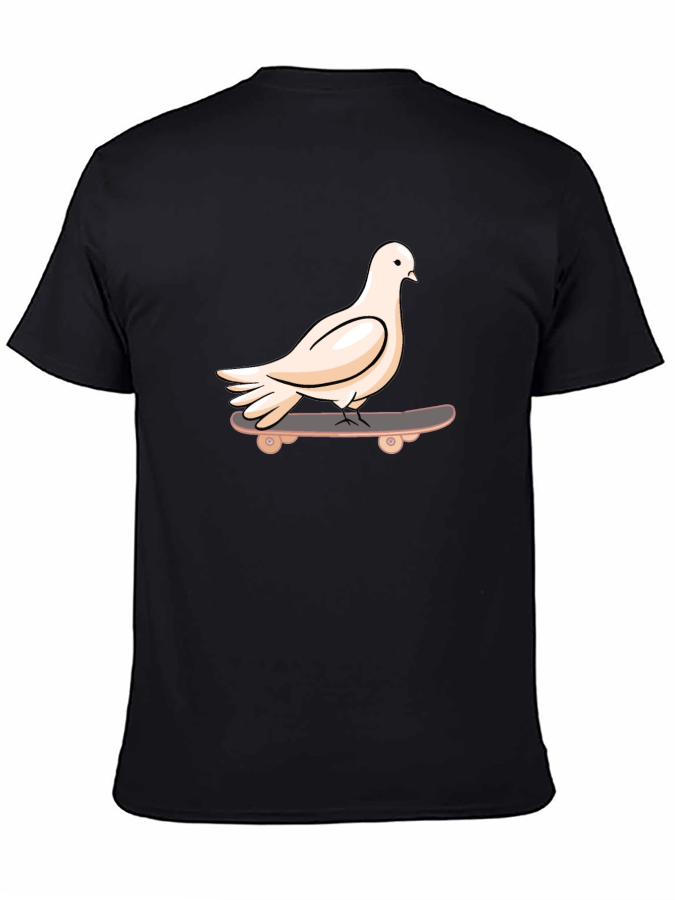 Pigeon Skateboarder Black T-Shirt