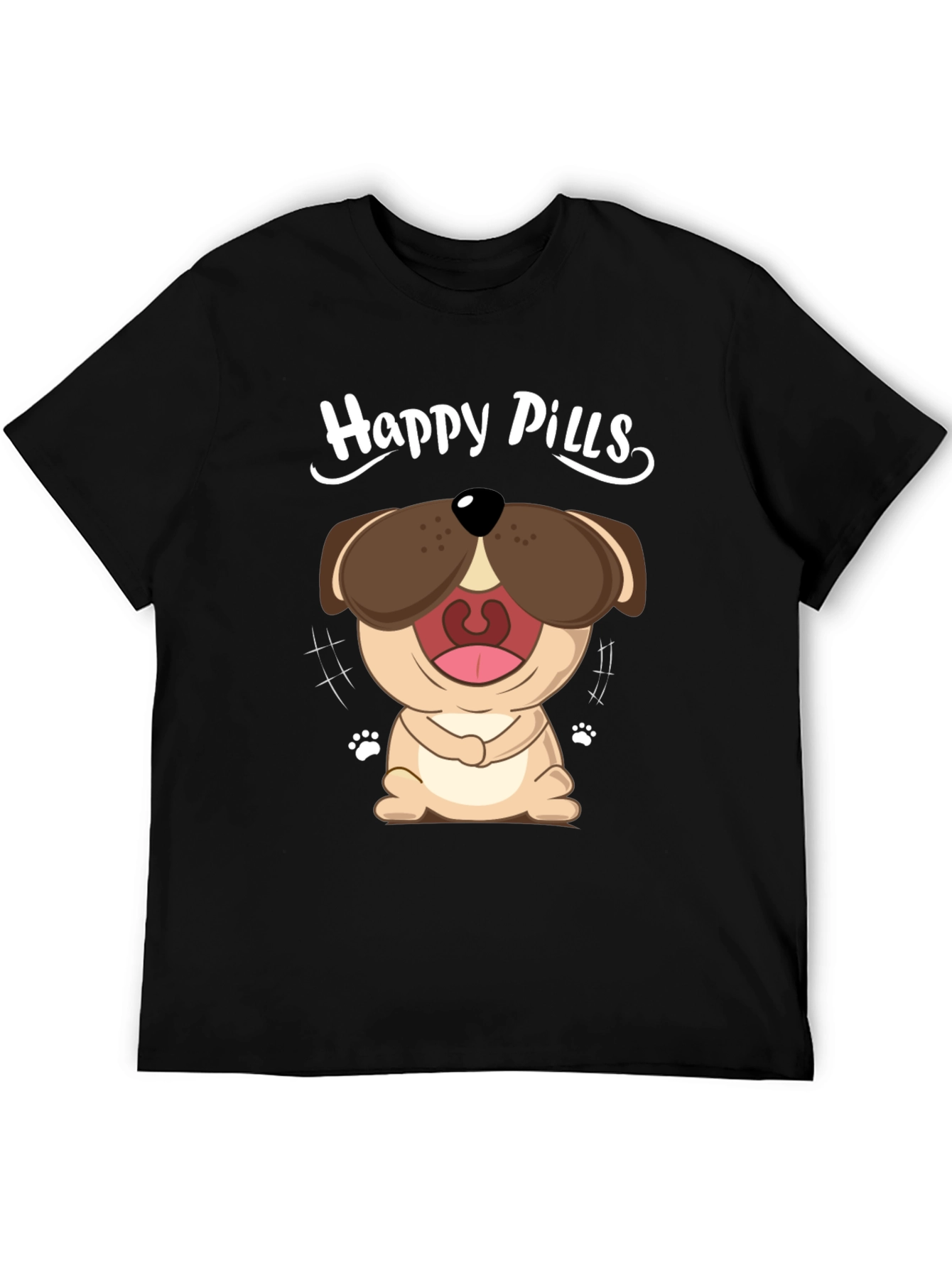 Happy Pills Dog Graphic T-Shirt - Black Cotton Tee