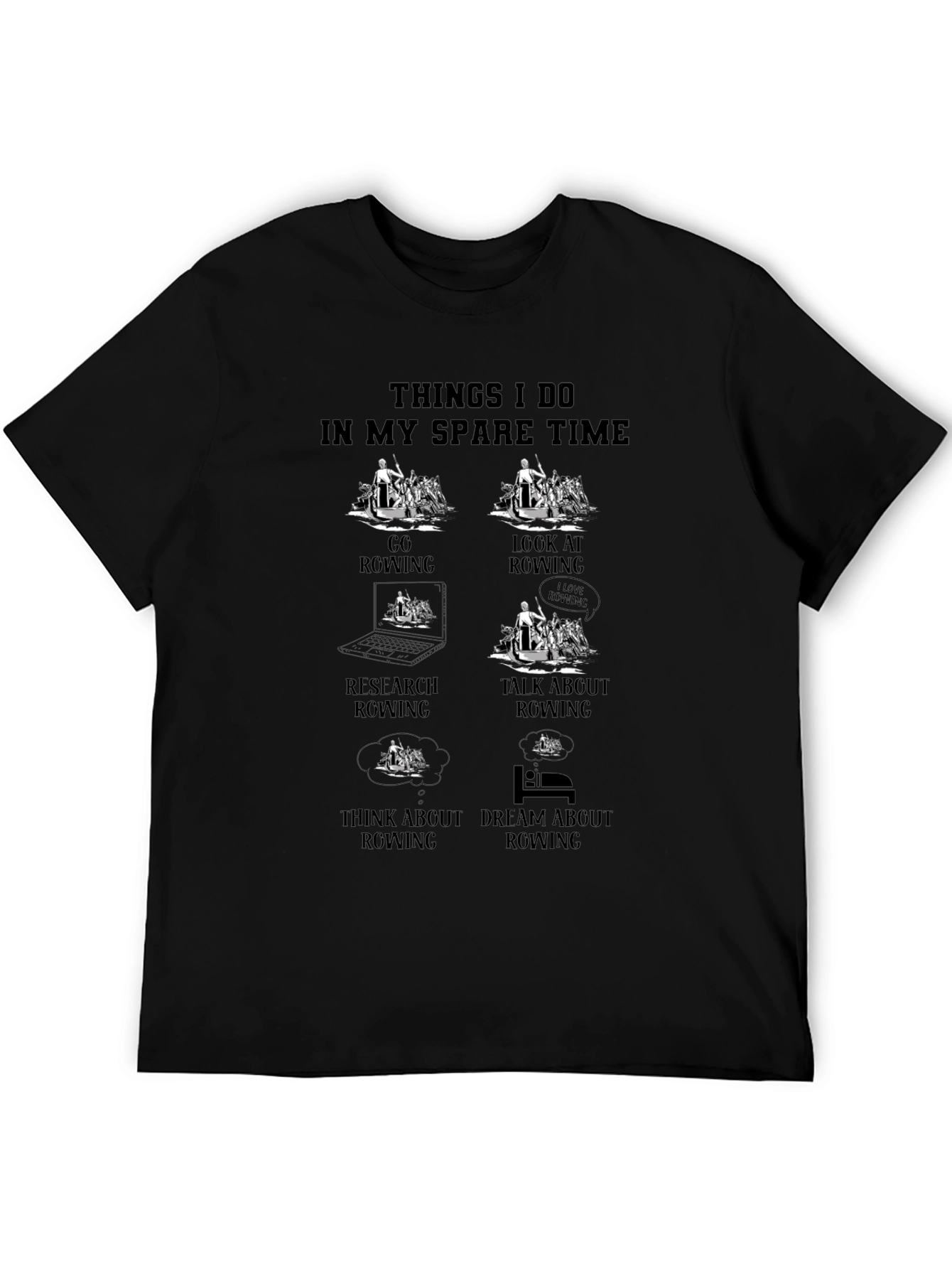 Rowing Spare Time T-Shirt - Black