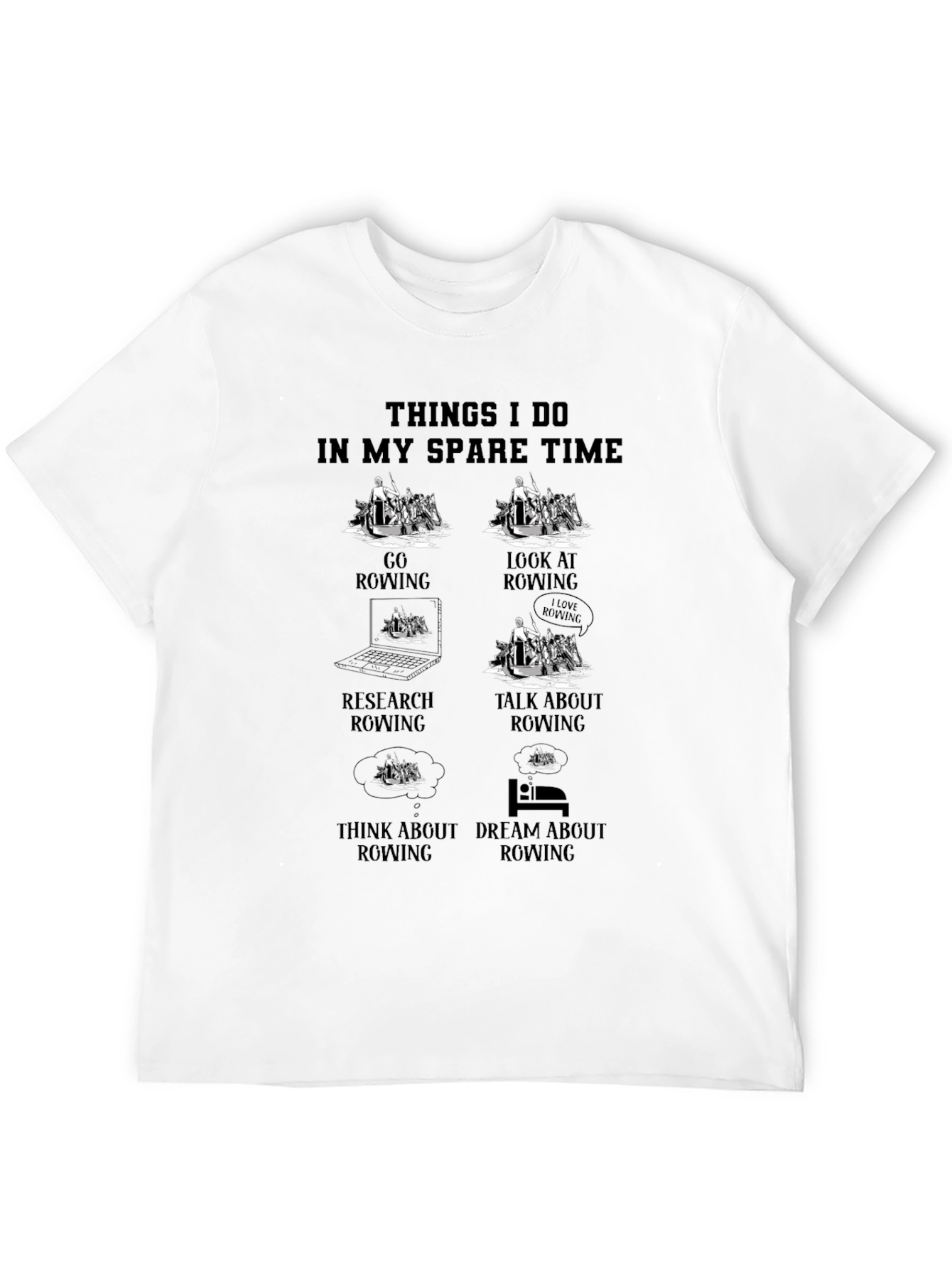 Rowing Spare Time T-Shirt - Black