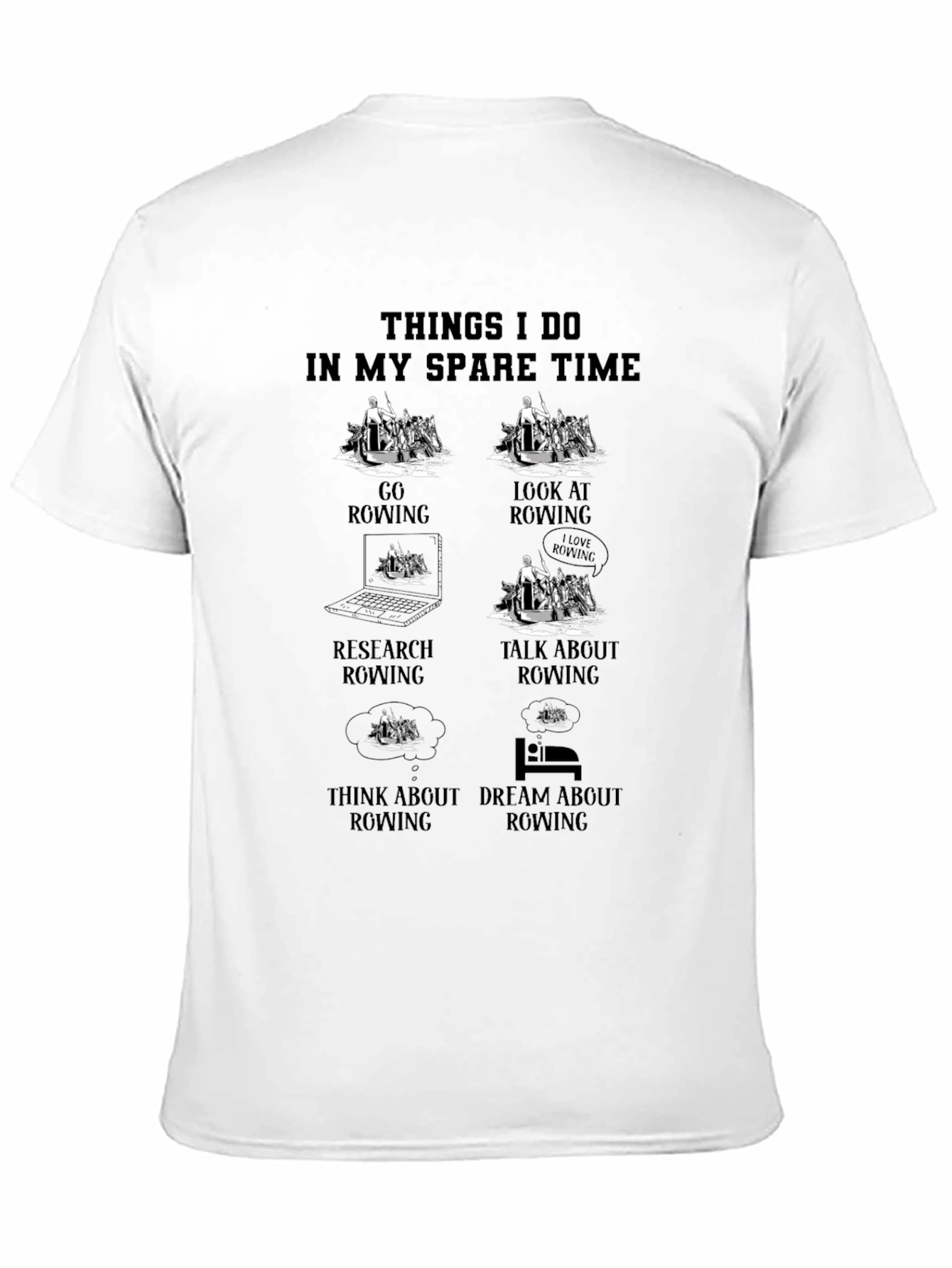 Rowing Spare Time T-Shirt - Black