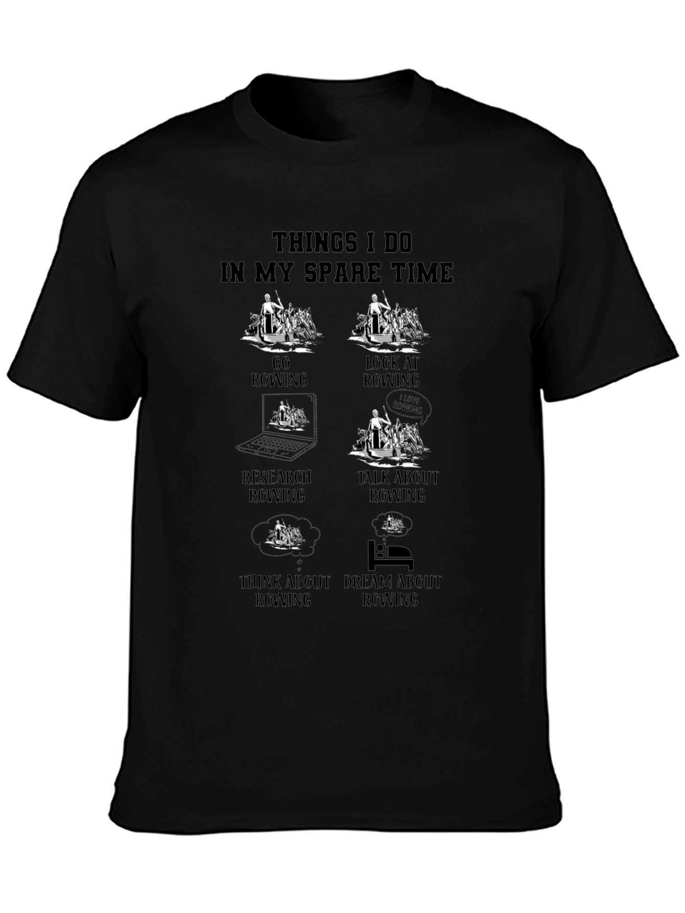 Rowing Spare Time T-Shirt - Black