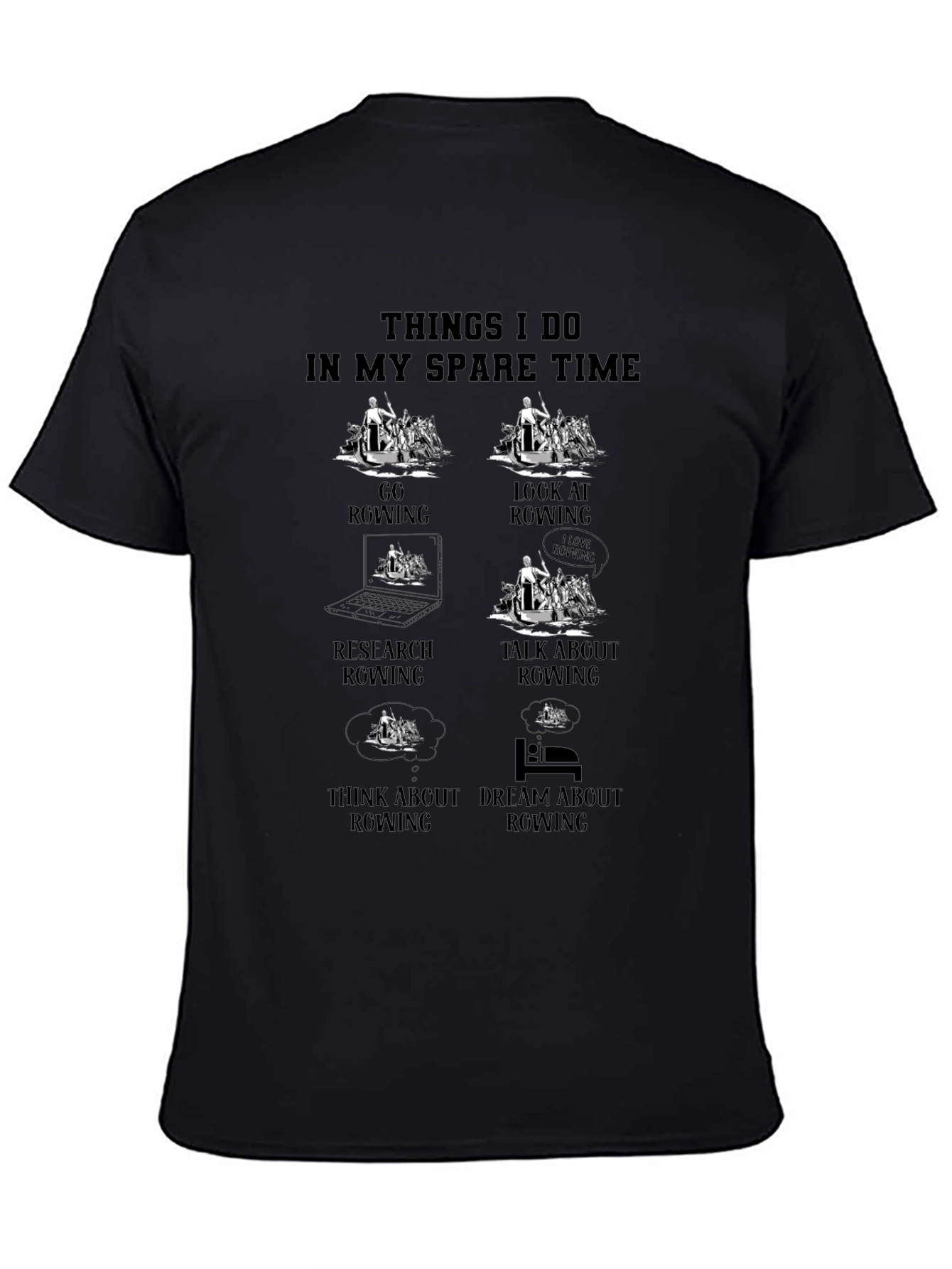 Rowing Spare Time T-Shirt - Black