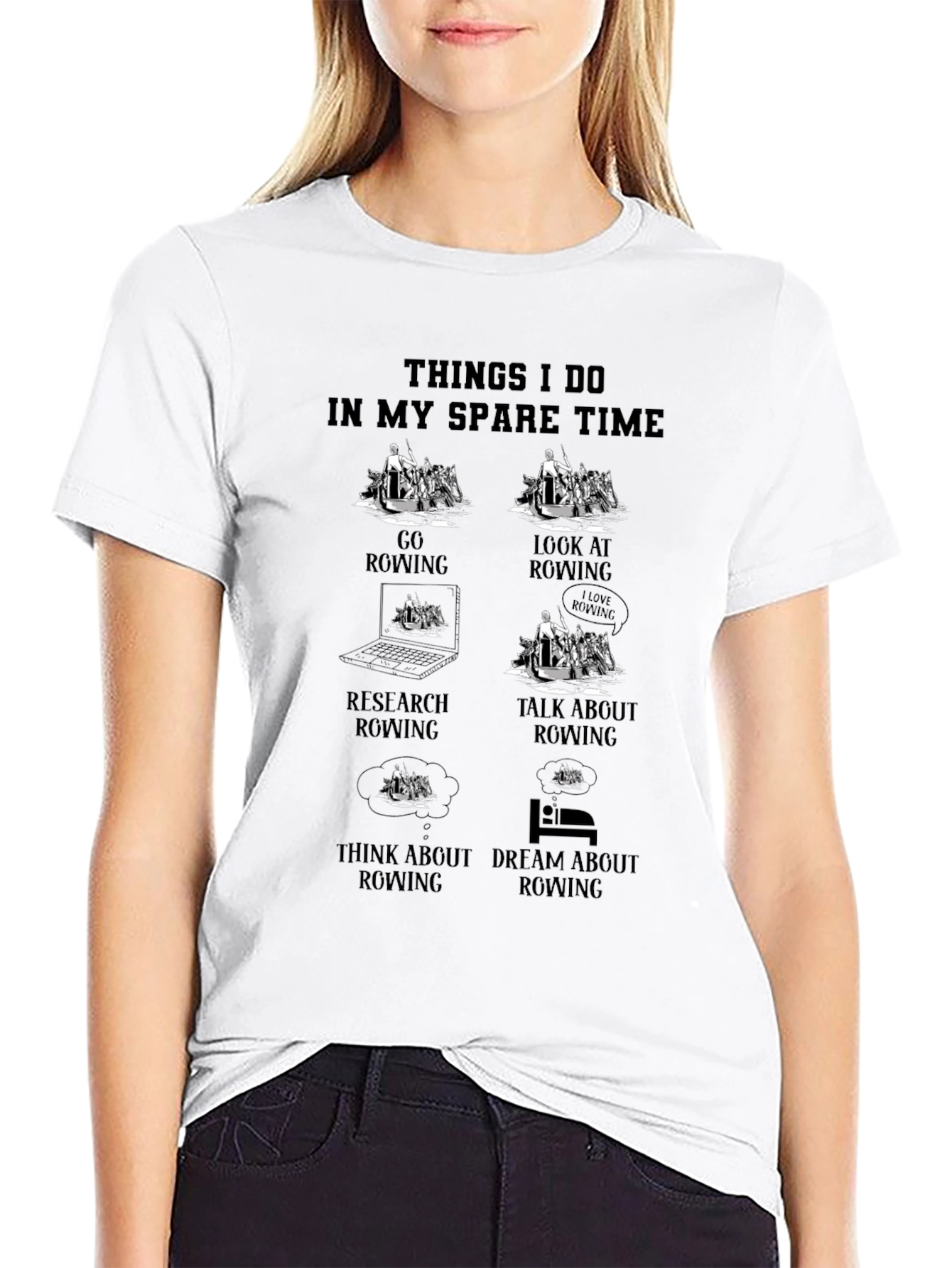 Rowing Spare Time T-Shirt - Black