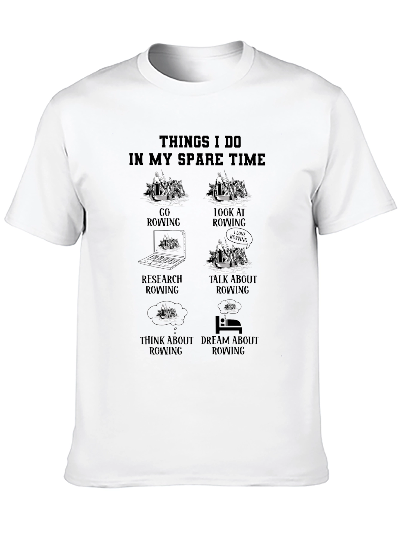 Rowing Spare Time T-Shirt - Black