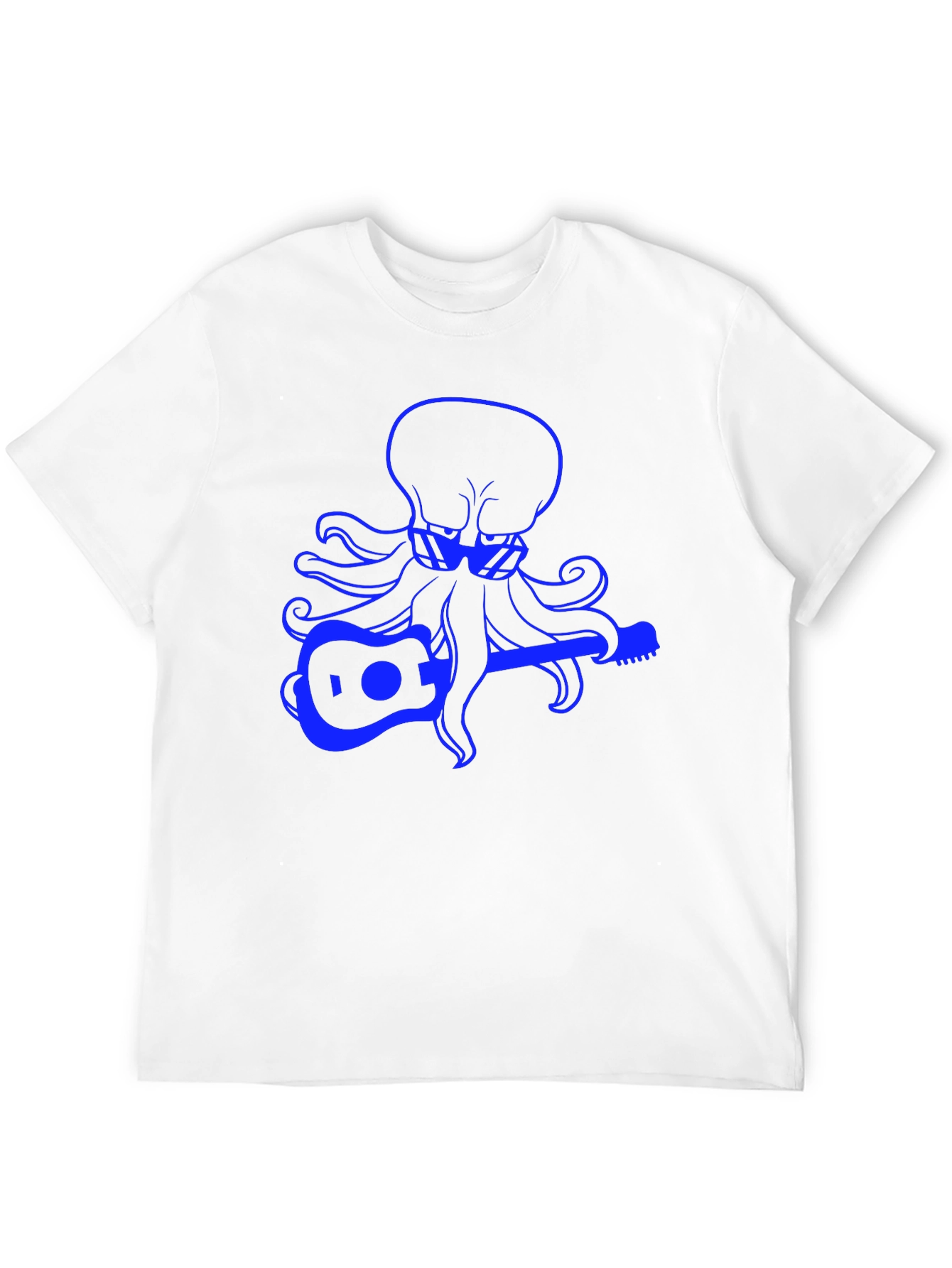 Octopus Guitar Player Graphic Tee - Black Cotton T-Shirt