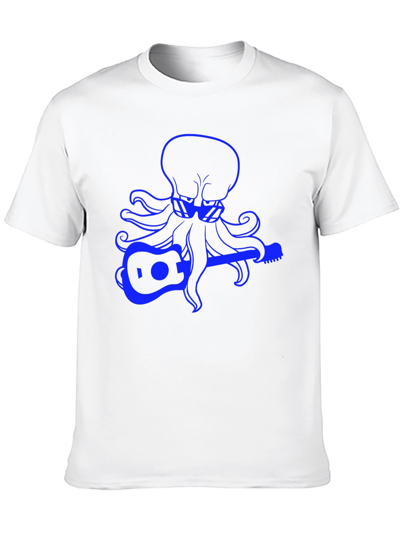 Octopus Guitar Player Graphic Tee - Black Cotton T-Shirt