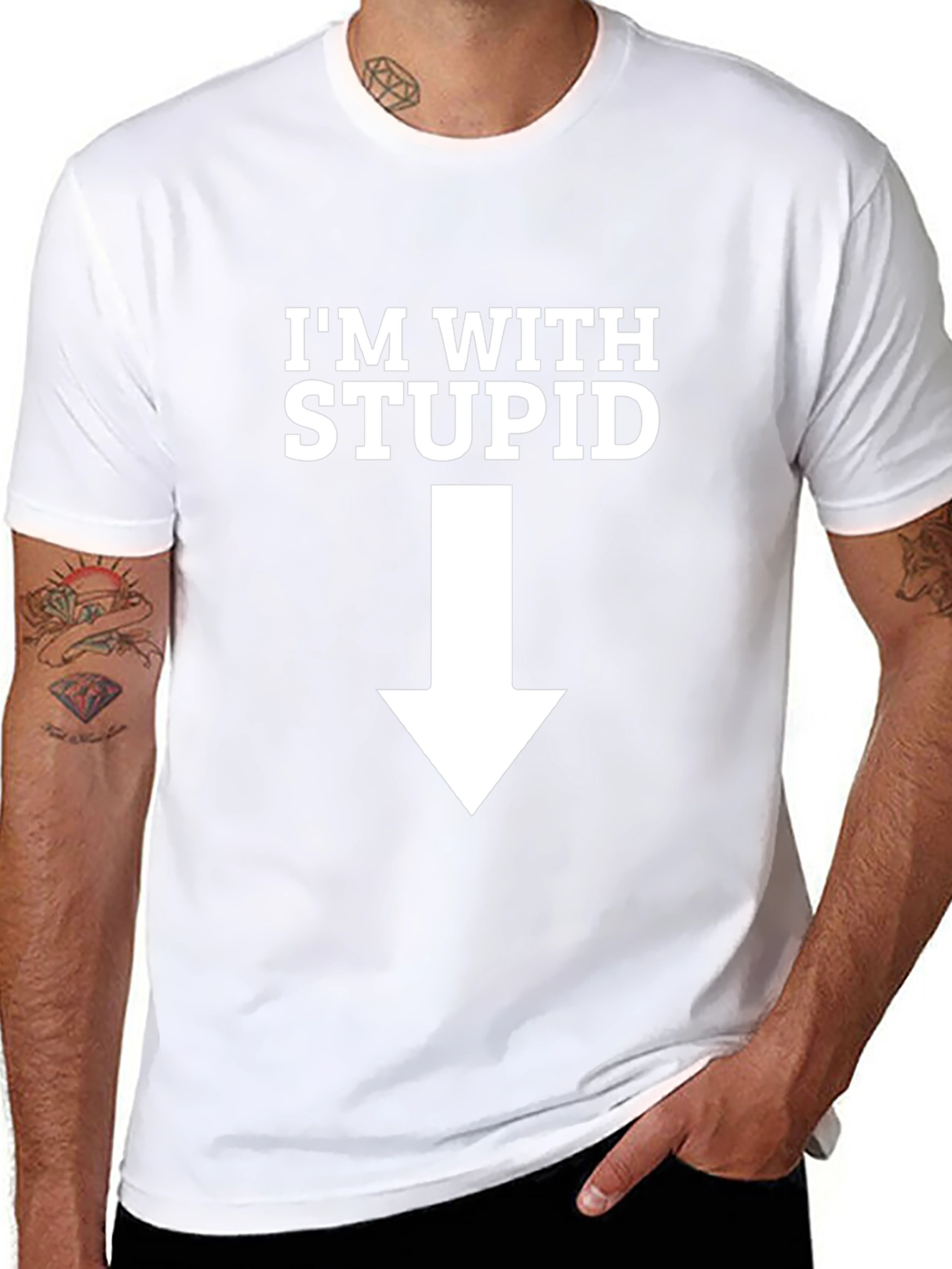 Im With Stupid Funny Black T-Shirt