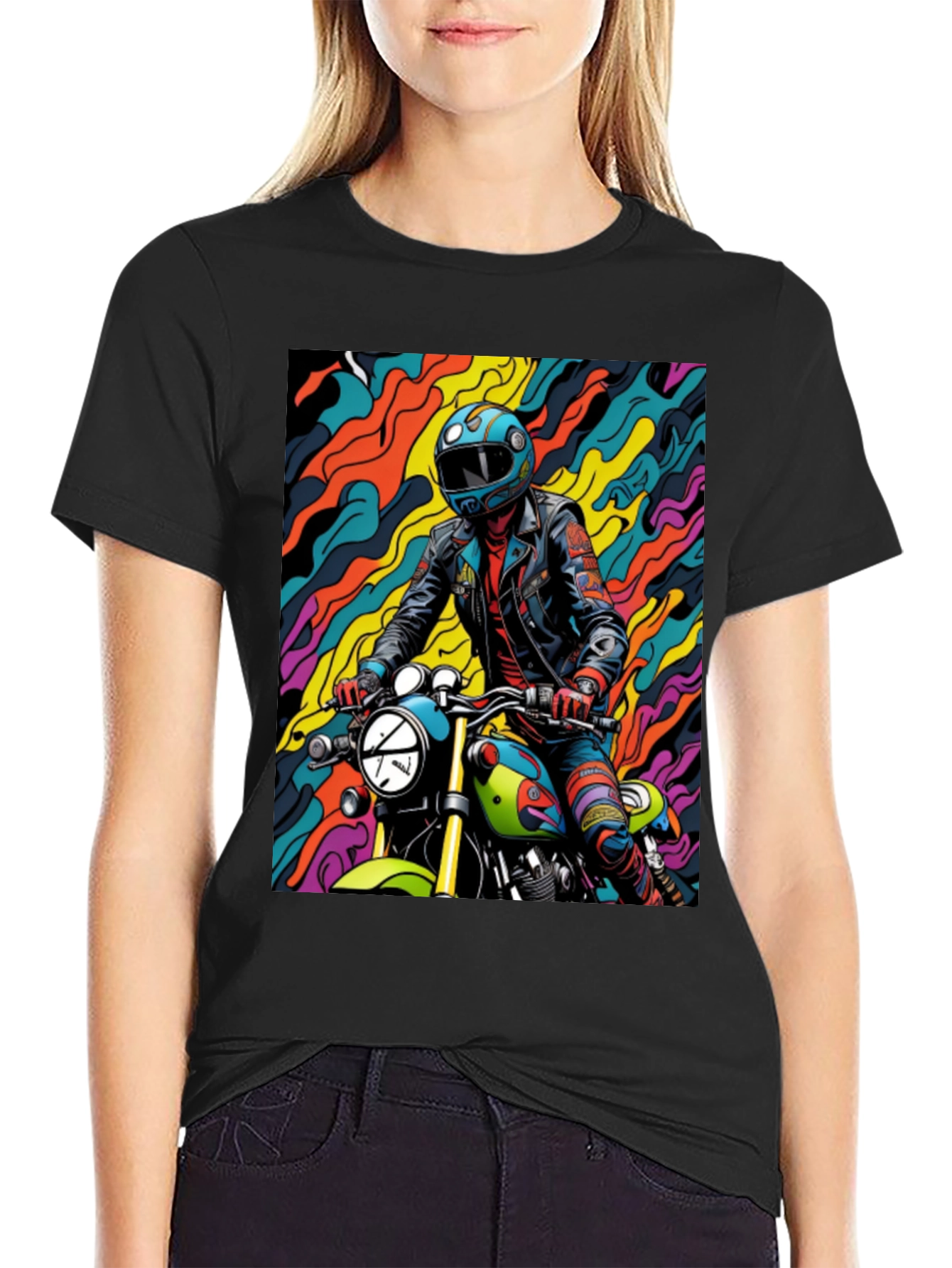 Motorcycle Rider Graphic Tee - Cool Biker Design