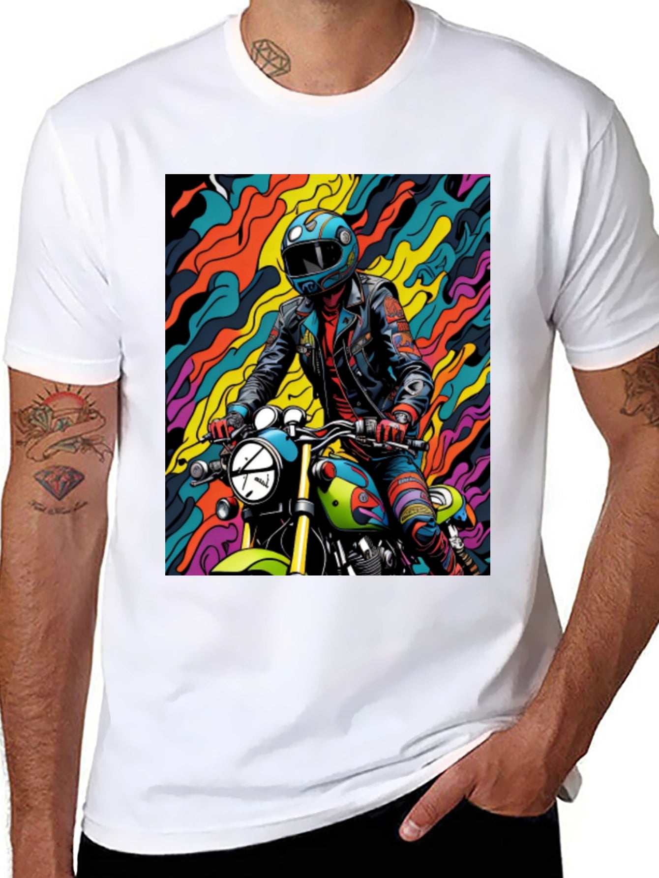 Motorcycle Rider Graphic Tee - Cool Biker Design