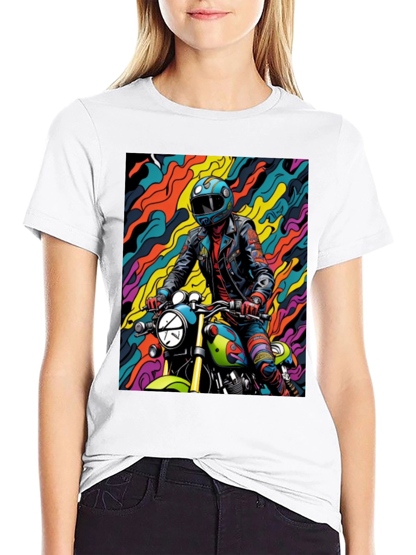 Motorcycle Rider Graphic Tee - Cool Biker Design
