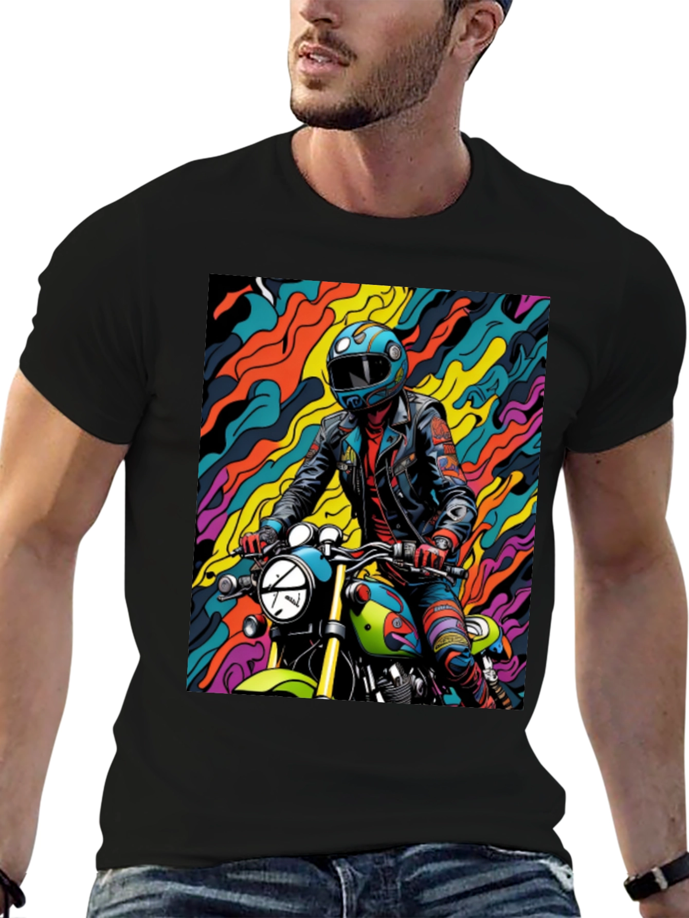 Motorcycle Rider Graphic Tee - Cool Biker Design