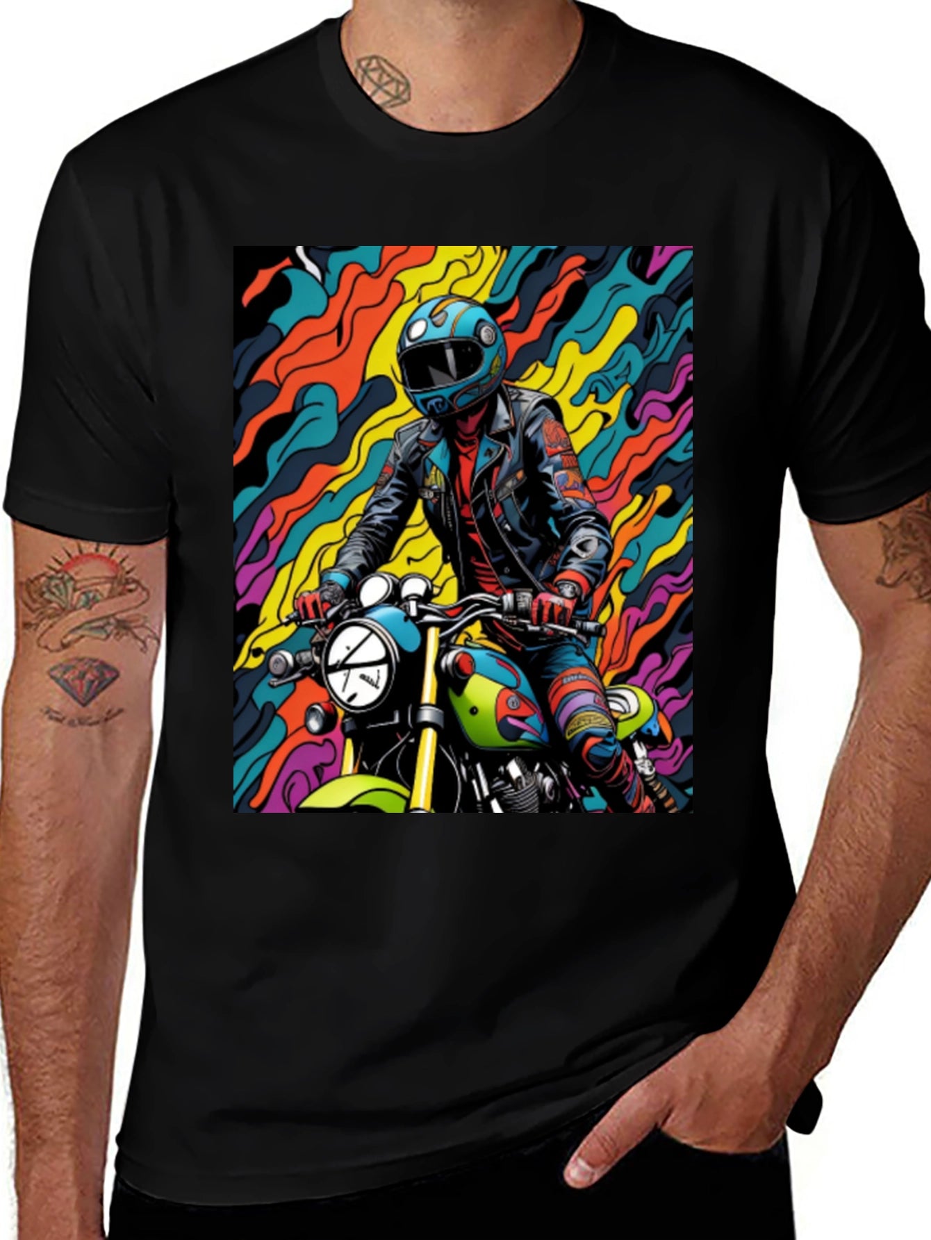Motorcycle Rider Graphic Tee - Cool Biker Design