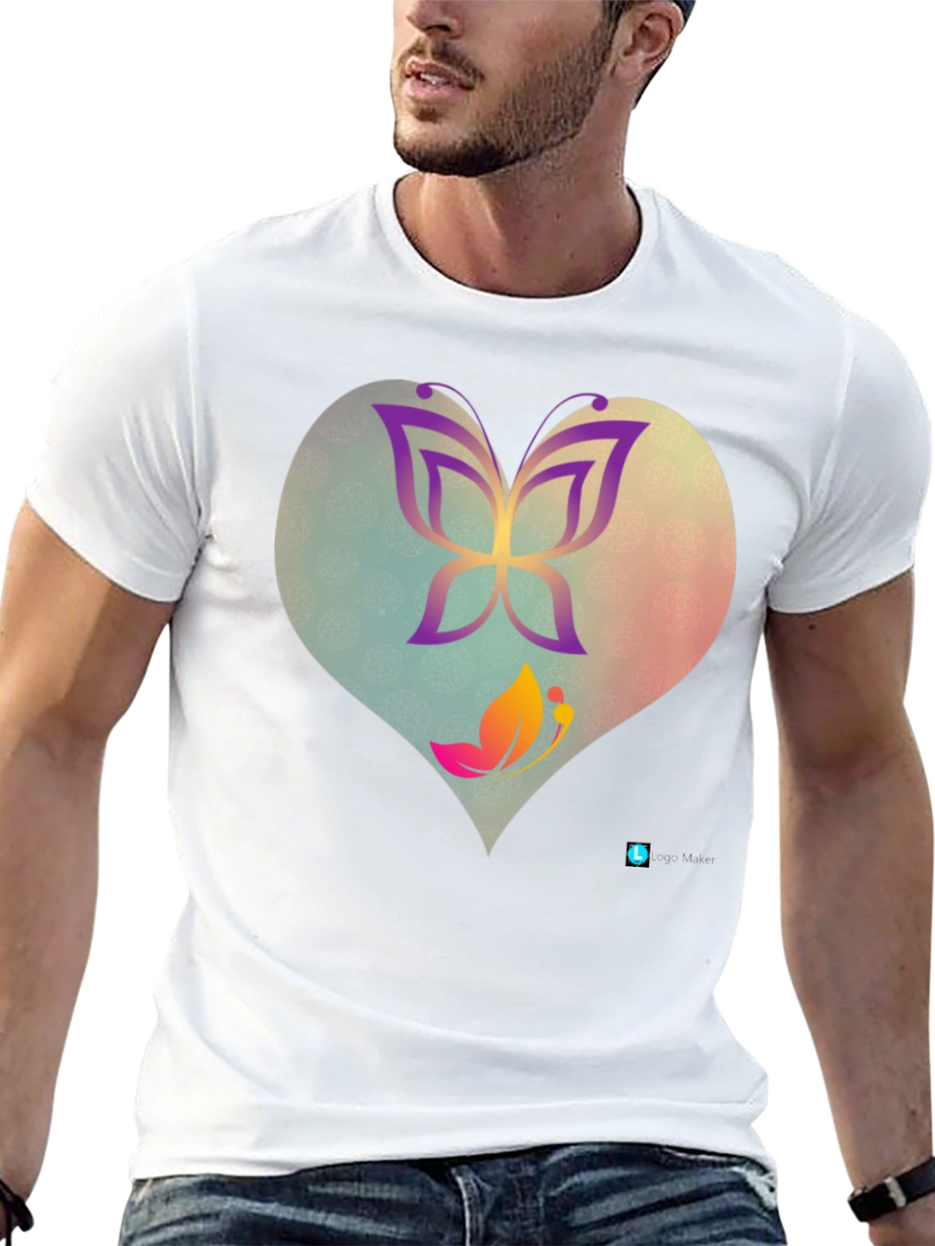 Butterfly Heart Graphic Tee - Trendy Casual Top