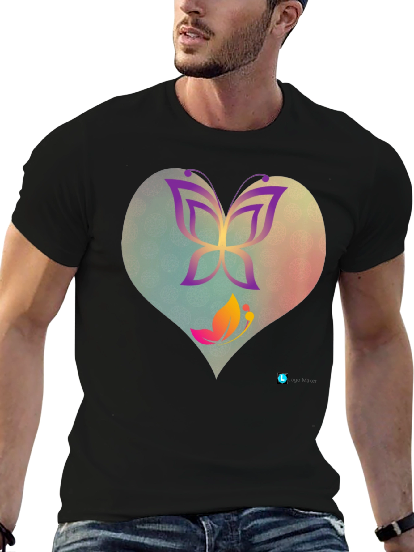 Butterfly Heart Graphic Tee - Trendy Casual Top