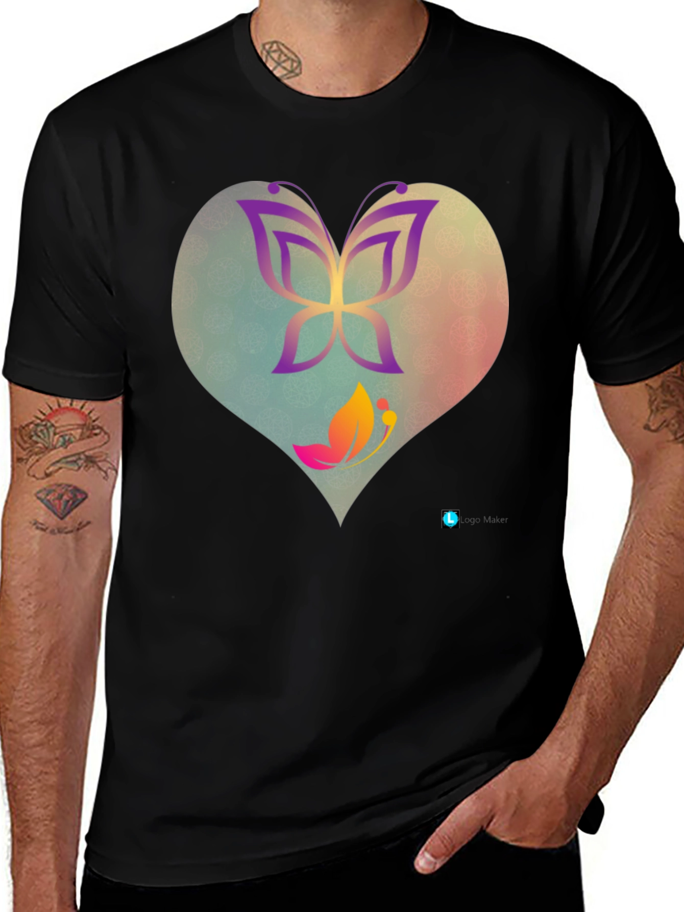 Butterfly Heart Graphic Tee - Trendy Casual Top