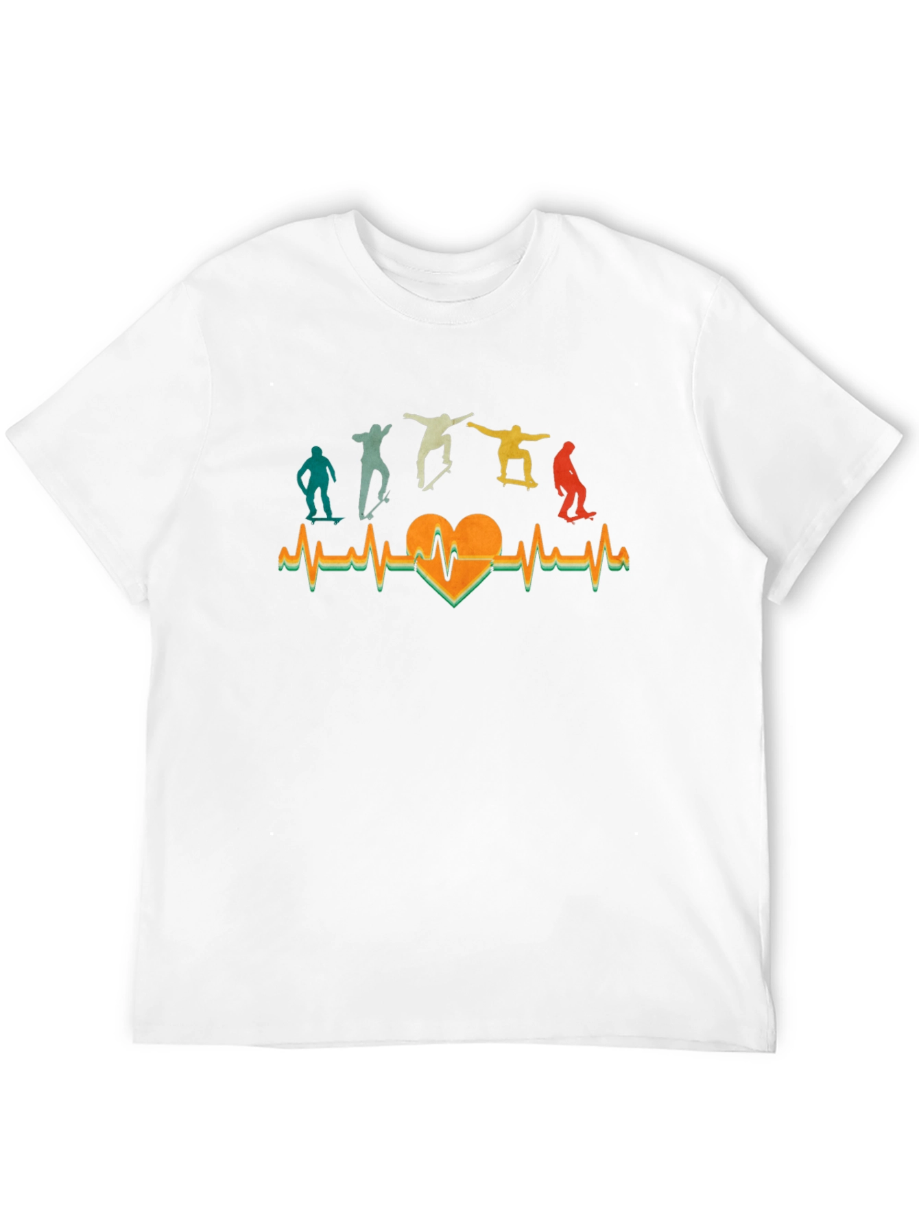 Skateboarding Heartbeat T-Shirt - Cool Retro Design