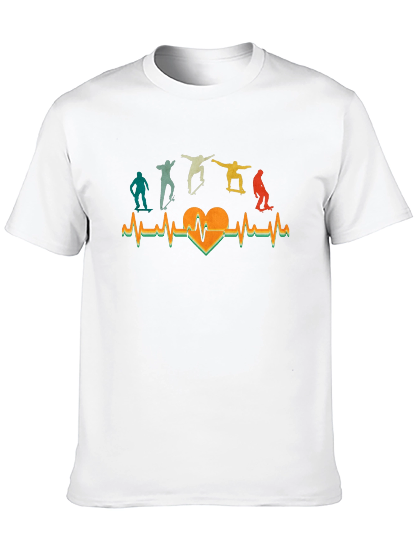 Skateboarding Heartbeat T-Shirt - Cool Retro Design