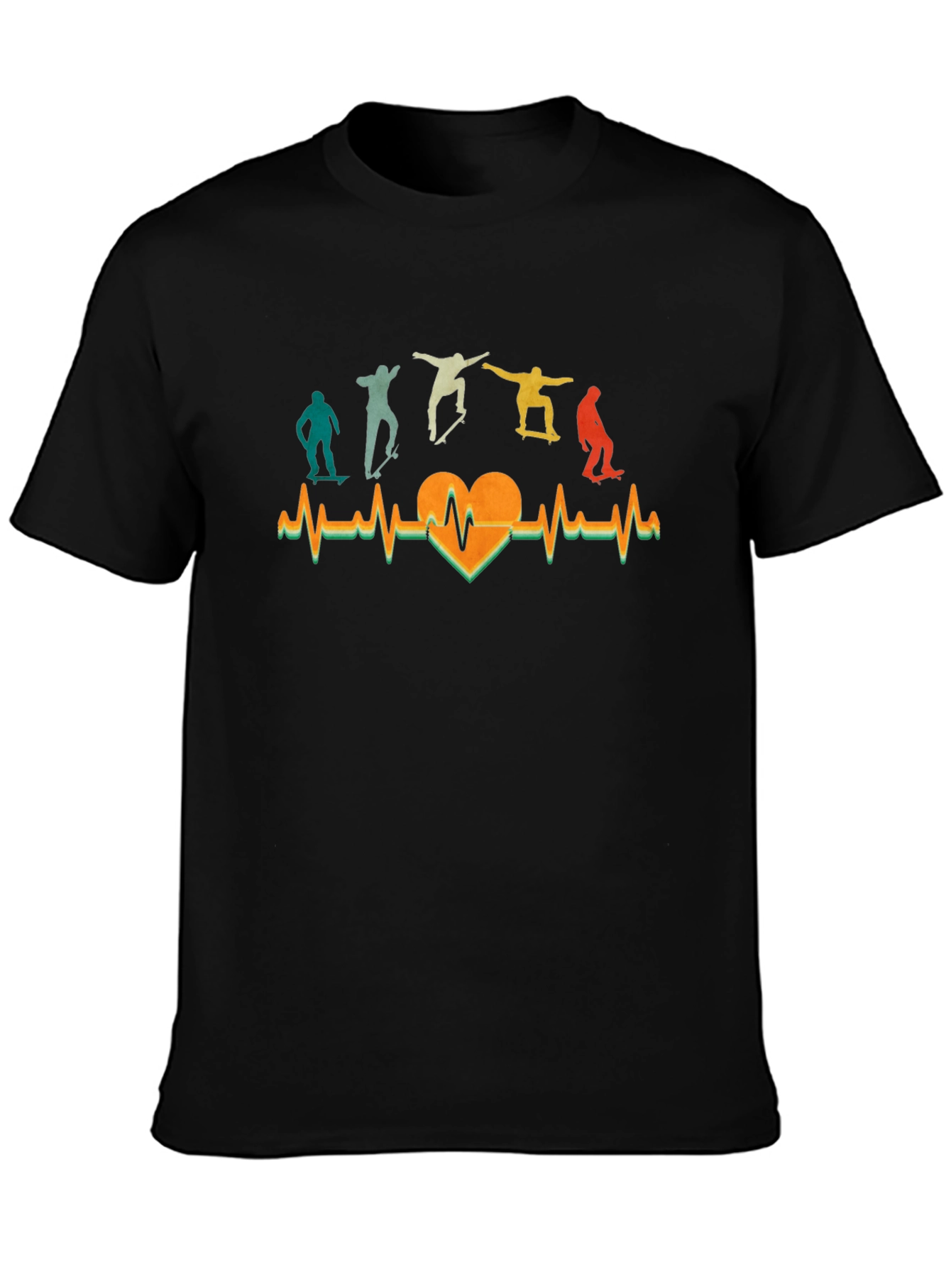 Skateboarding Heartbeat T-Shirt - Cool Retro Design