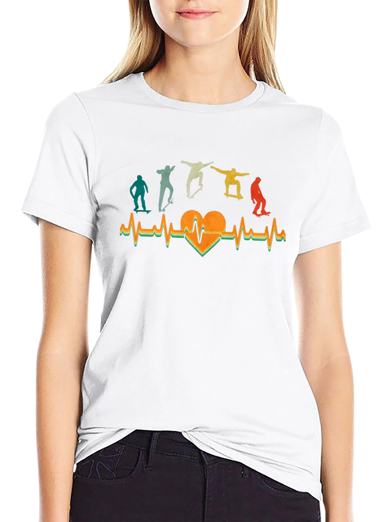Skateboarding Heartbeat T-Shirt - Cool Retro Design