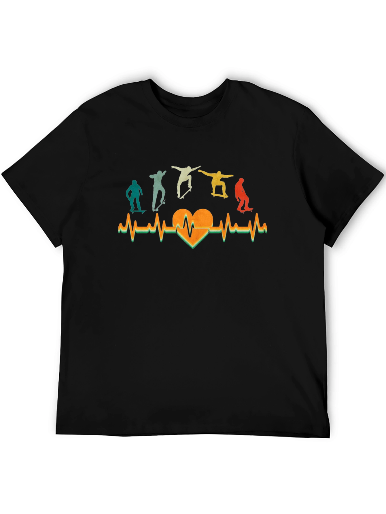 Skateboarding Heartbeat T-Shirt - Cool Retro Design