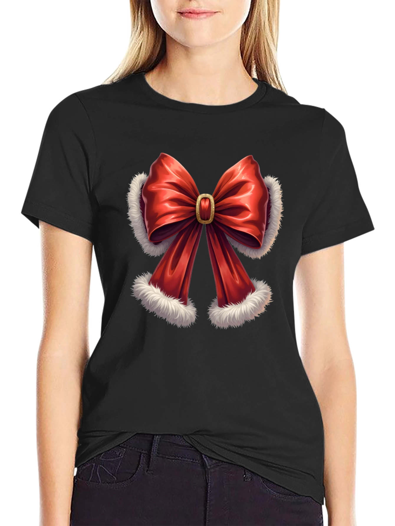 Festive Bow T-Shirt - Holiday Style