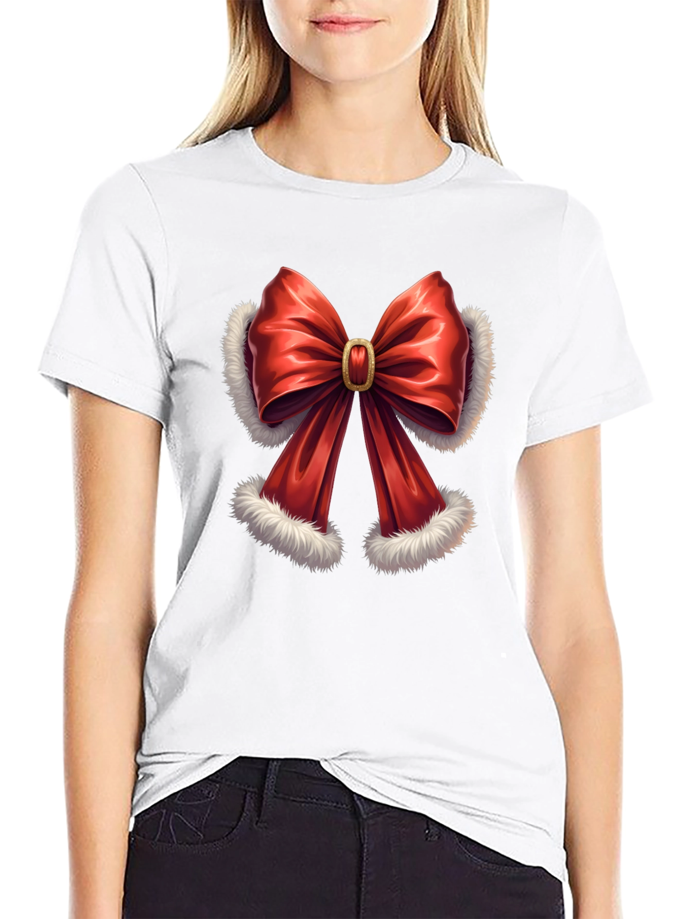 Festive Bow T-Shirt - Holiday Style