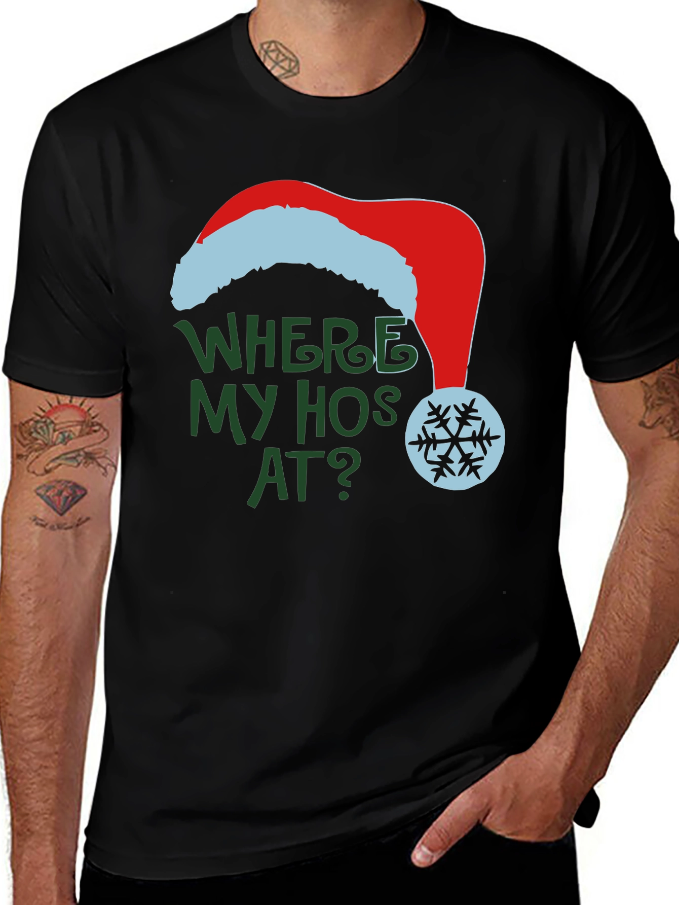 Where My Hos At Christmas T-Shirt