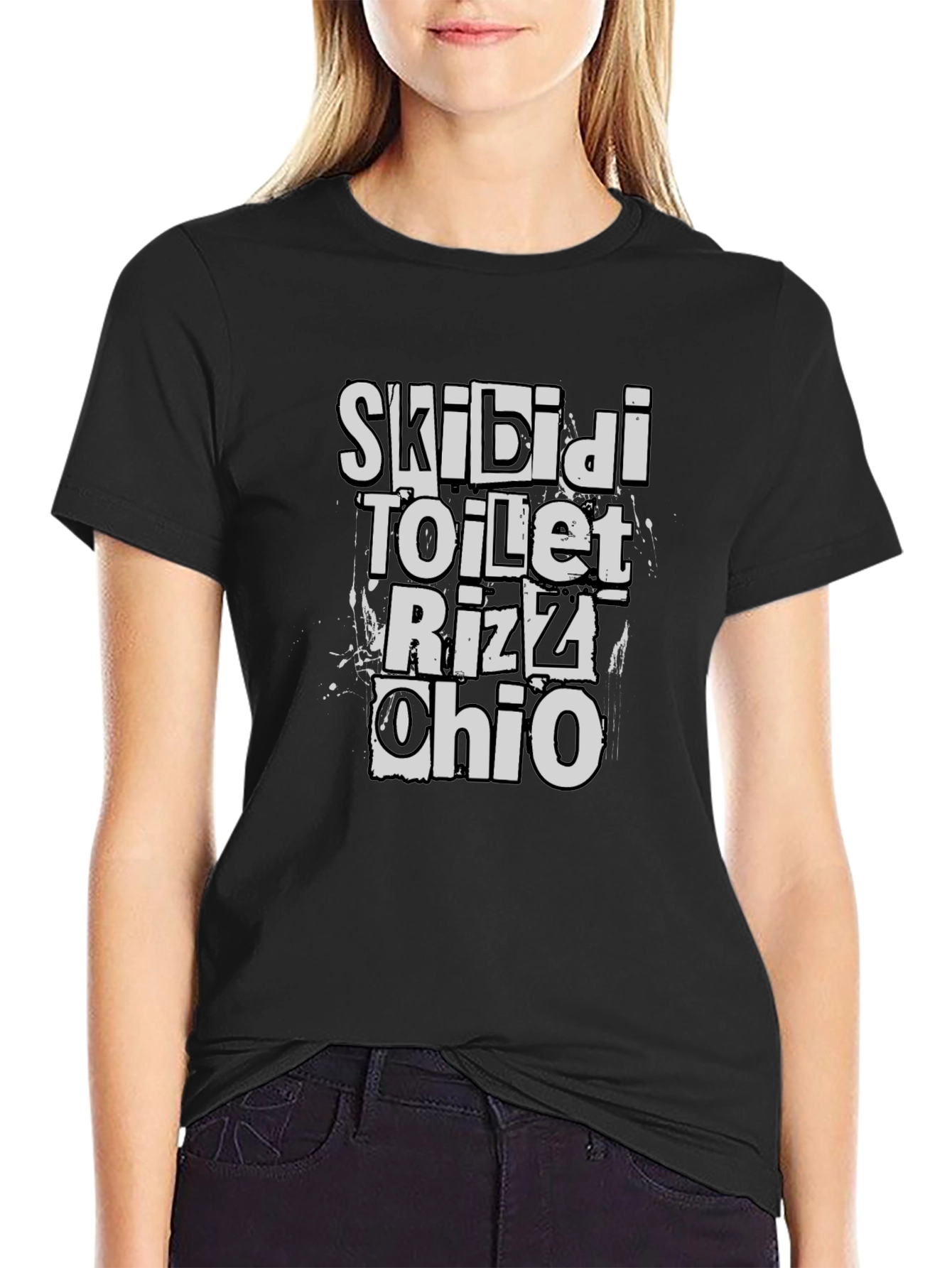 Skibidi Toilet Rizz Ohio Black T-Shirt