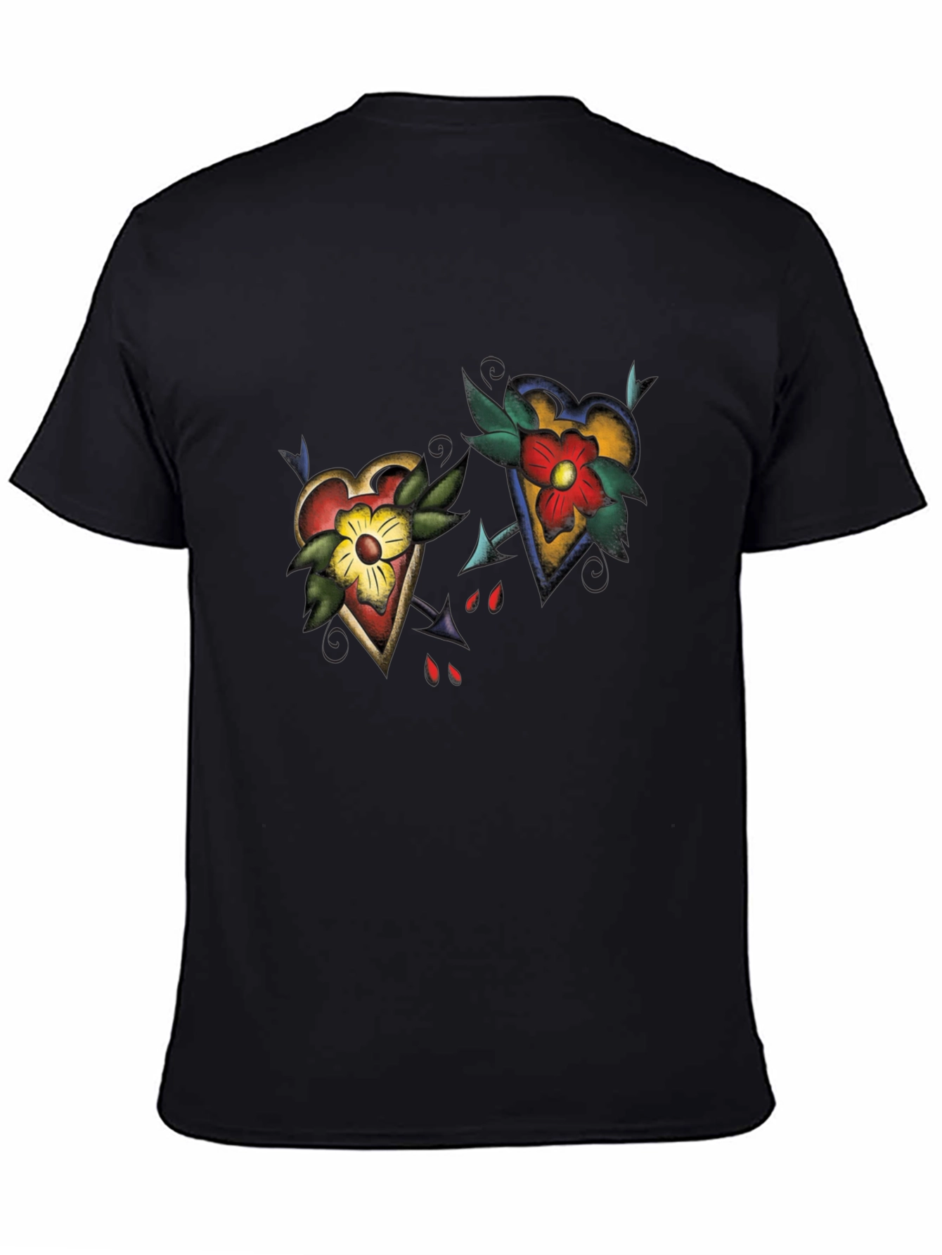 Heart Tattoo Graphic Black T-Shirt