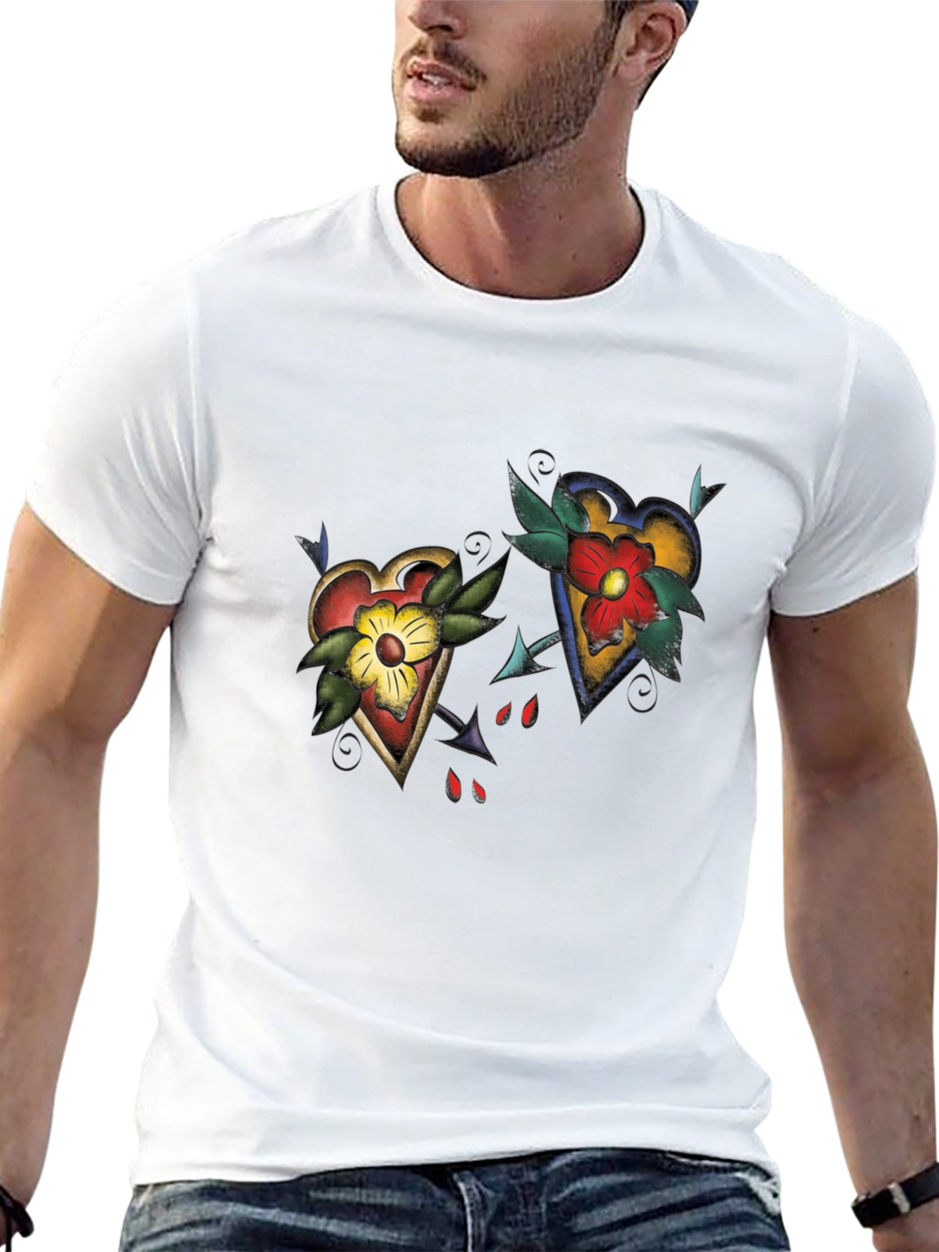 Heart Tattoo Graphic Black T-Shirt