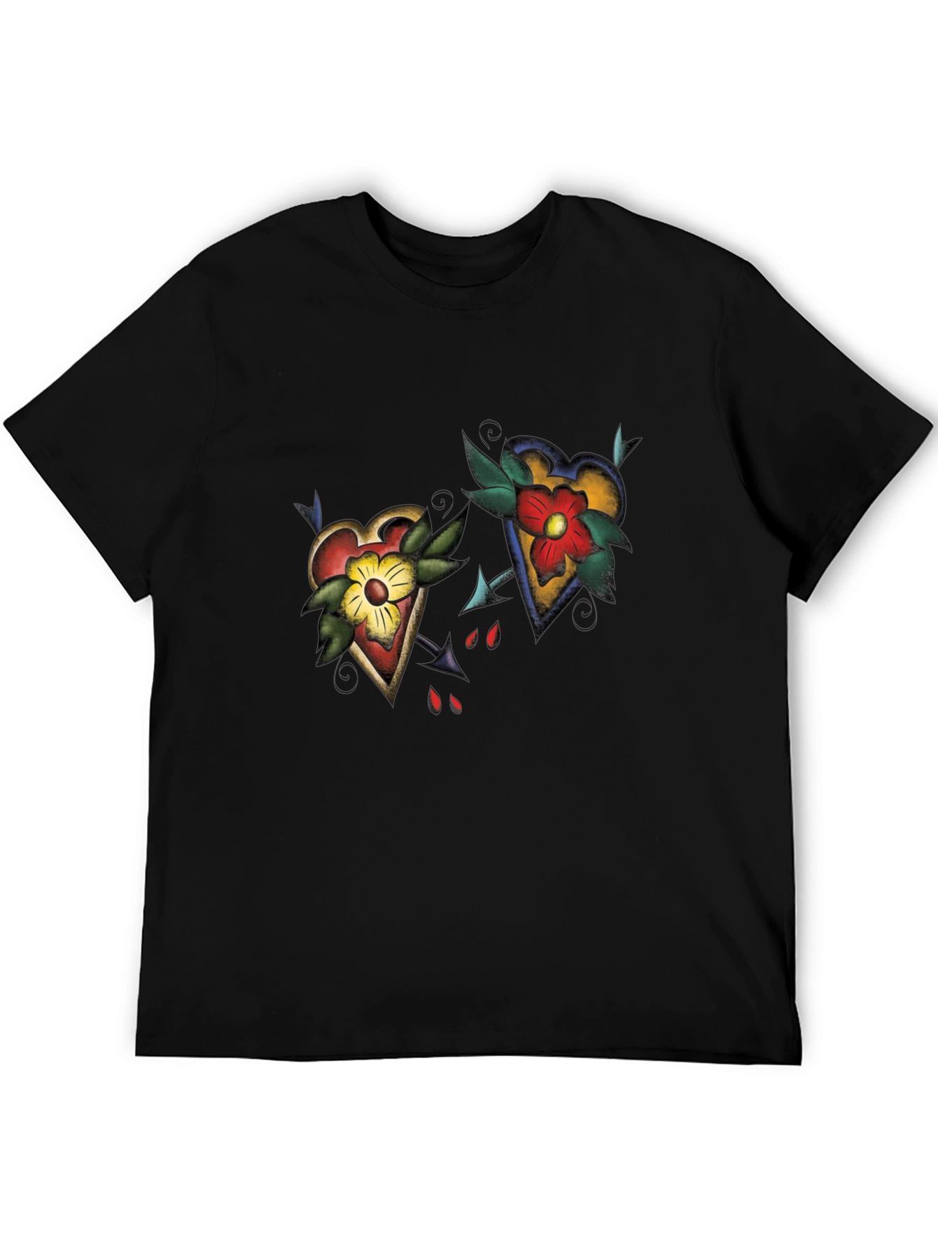 Heart Tattoo Graphic Black T-Shirt