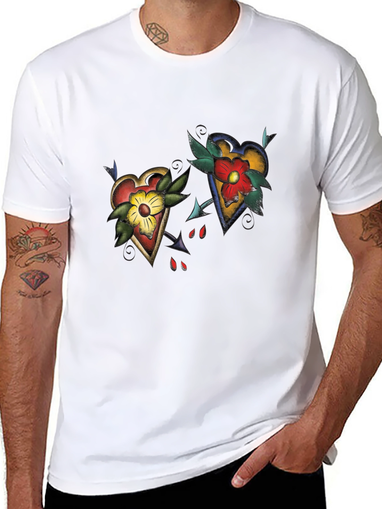 Heart Tattoo Graphic Black T-Shirt