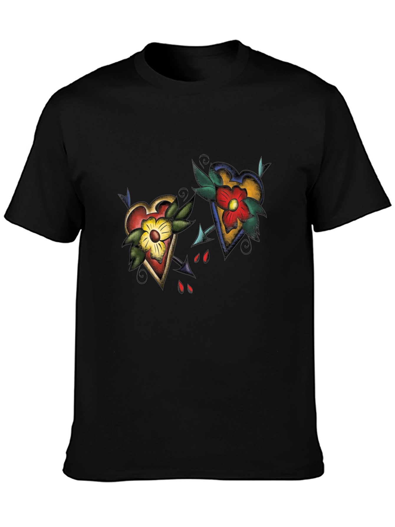 Heart Tattoo Graphic Black T-Shirt