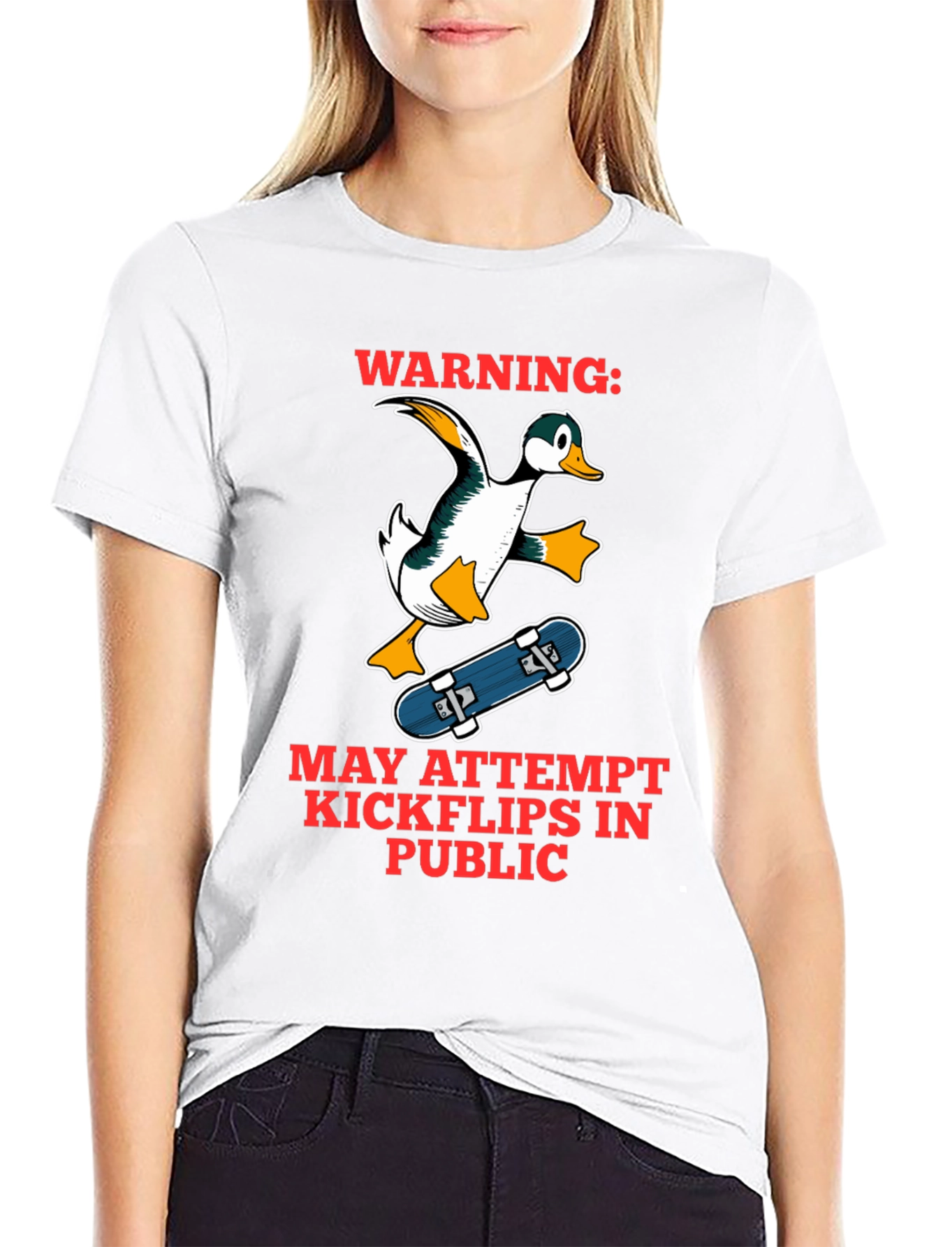 Funny Duck Skateboarder Graphic T-Shirt