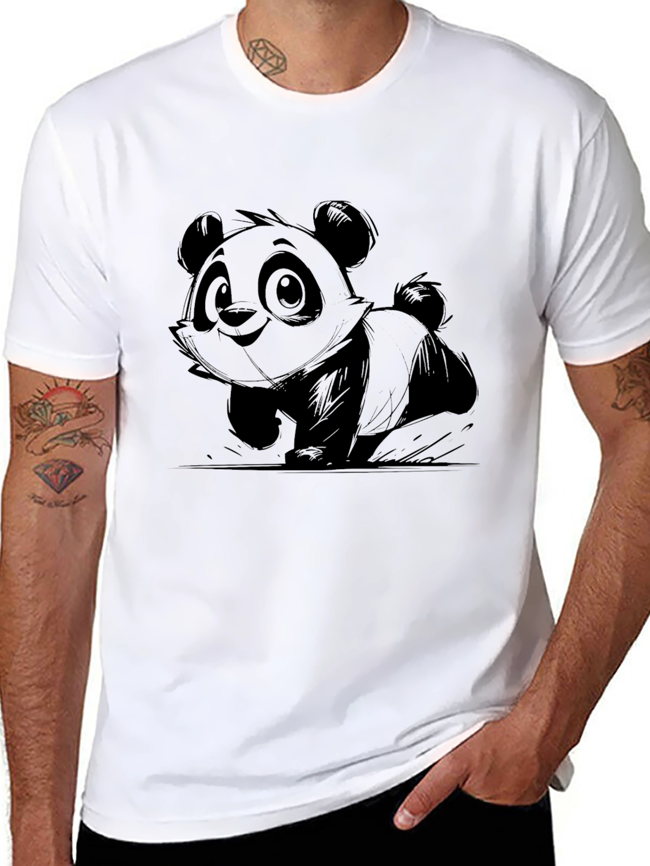 Panda Graphic Tee - Cute Cartoon Design