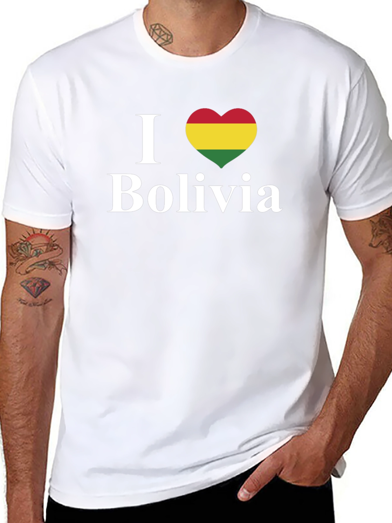 I Love Bolivia Heart Flag Graphic Tee - Black