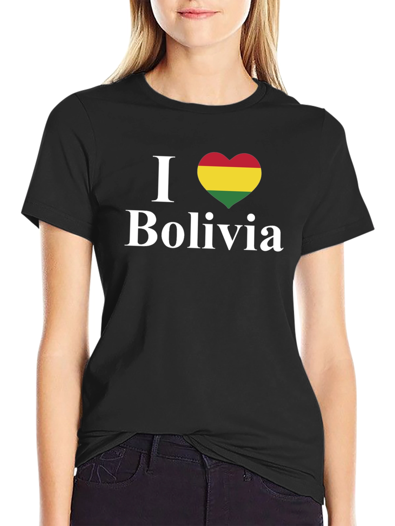 I Love Bolivia Heart Flag Graphic Tee - Black