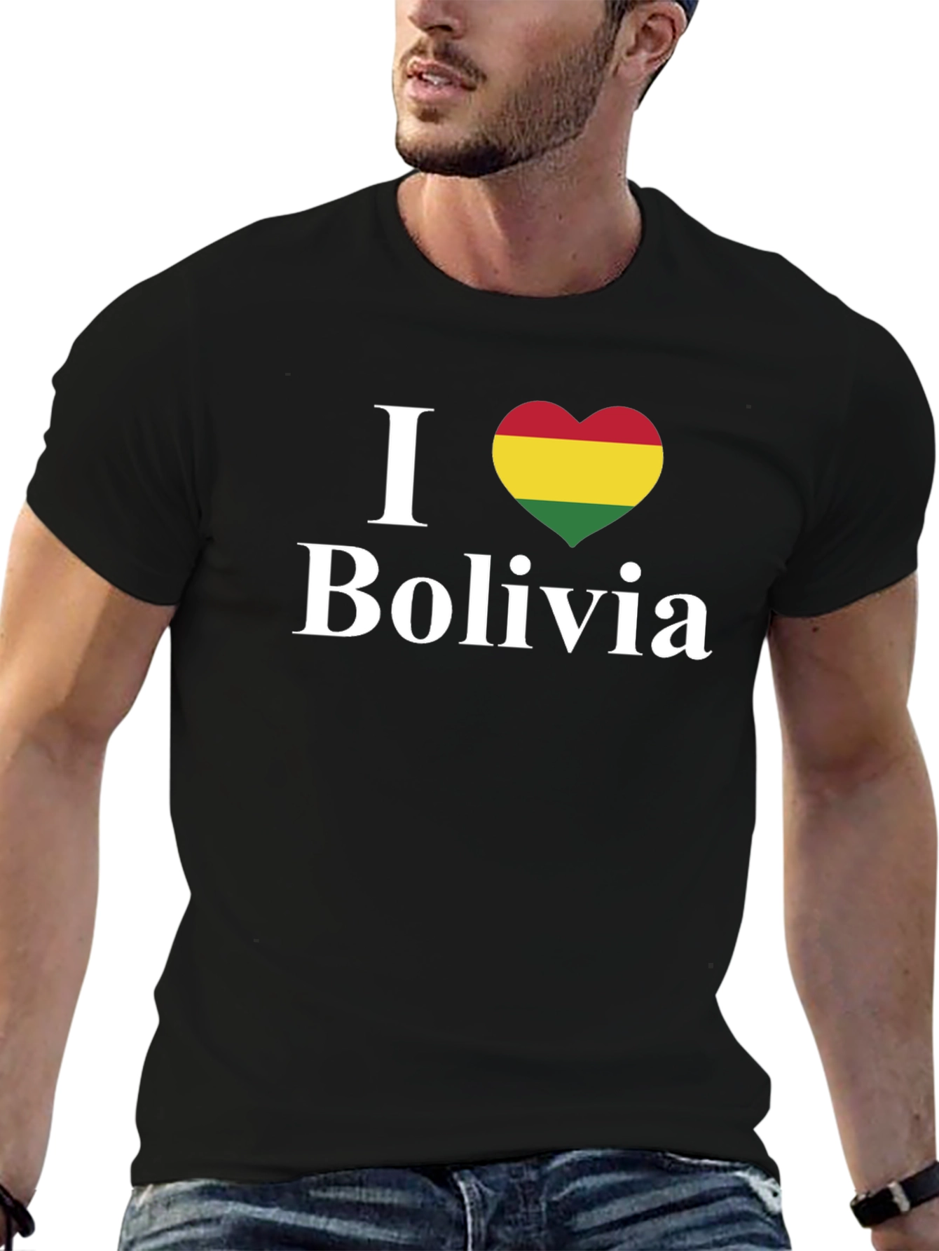 I Love Bolivia Heart Flag Graphic Tee - Black