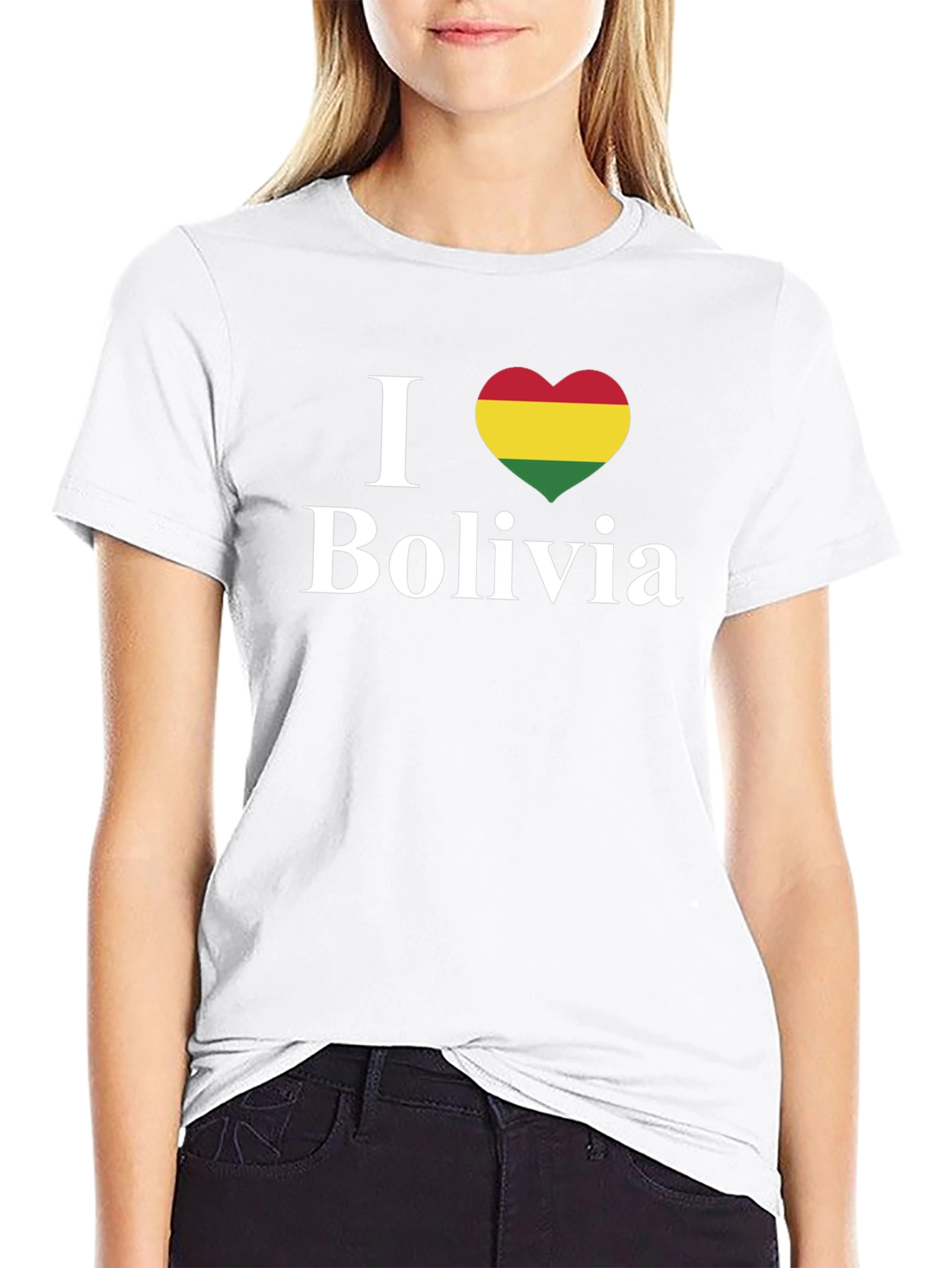I Love Bolivia Heart Flag Graphic Tee - Black