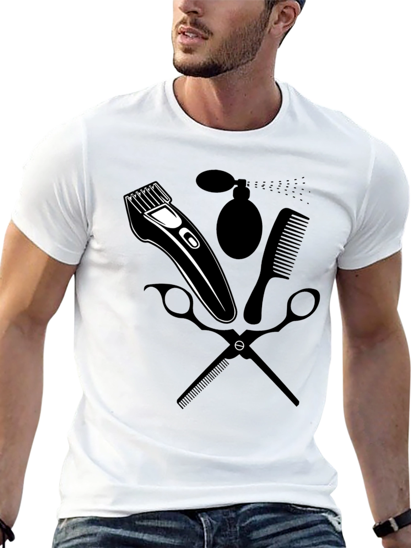 Barber Tools Graphic T-Shirt - Black Crew Neck Tee