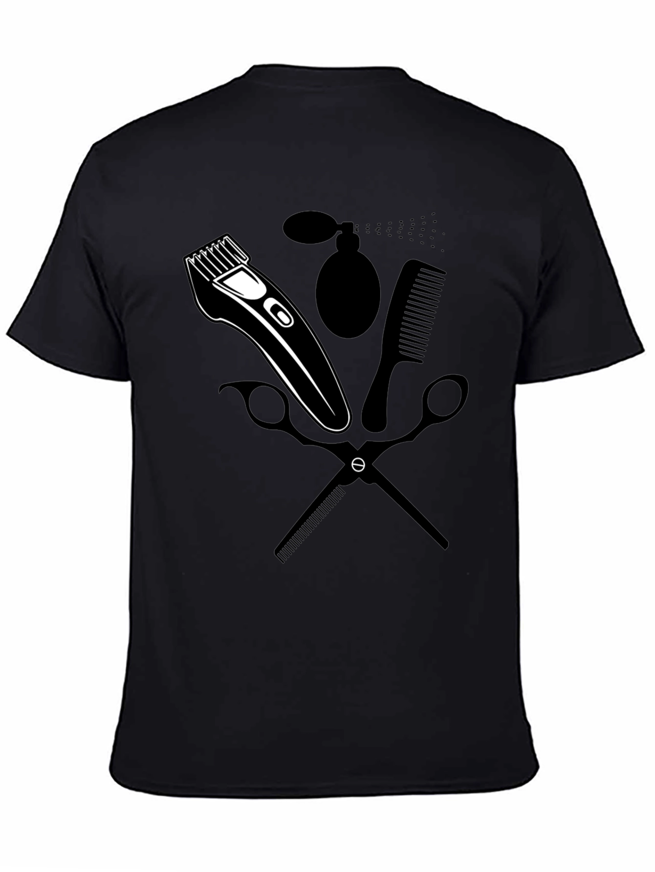 Barber Tools Graphic T-Shirt - Black Crew Neck Tee
